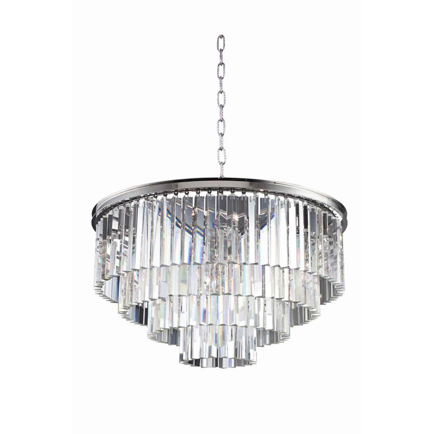 Sydney Polished Nickel Twenty-Three-Inch Pendant with Royal Cut Clear Crystals - Image 1