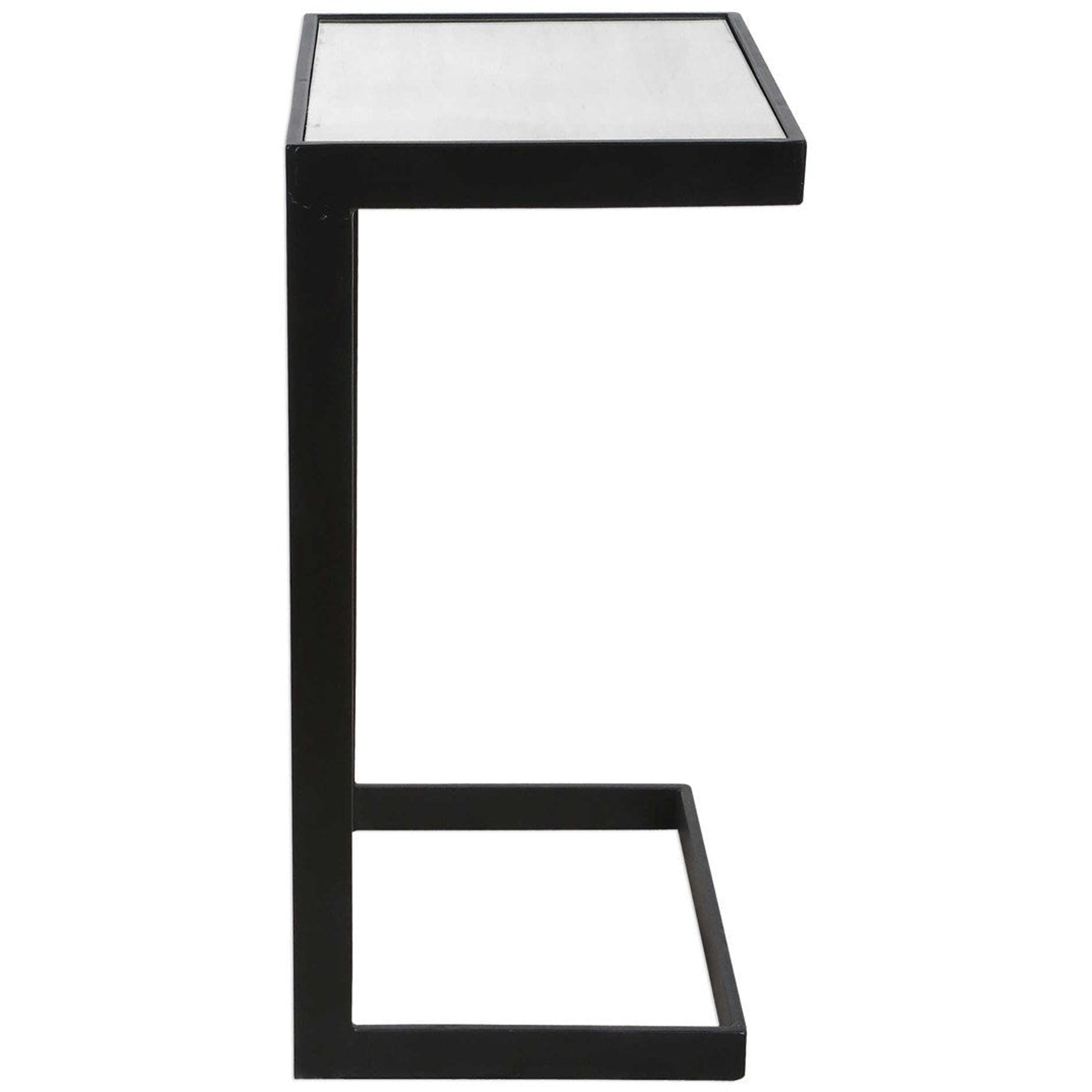Uttermost Windell Mirrored Top With Black Iron Base Modern Accent Table - Image 3