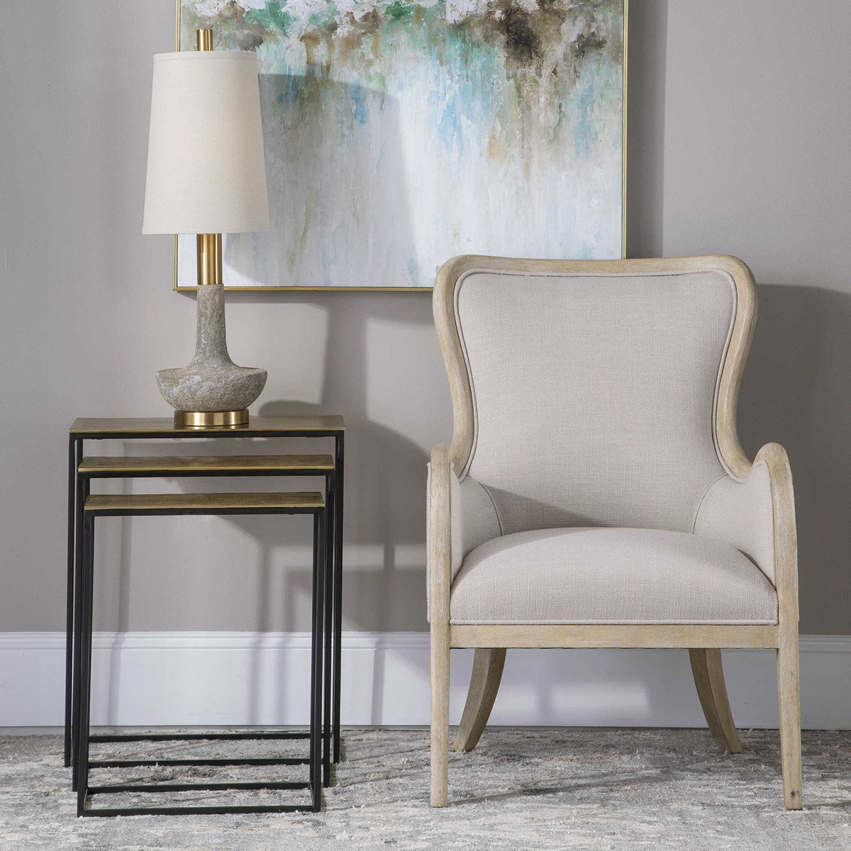 Uttermost Coreene Antiqued Gold With Aged Black Iron Set of 3 Modern Nesting Tables - Image 3