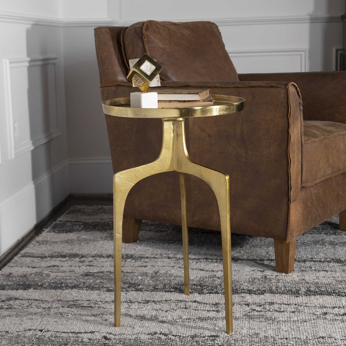 Uttermost Kenna Textured Soft Gold Modern Accent Table - Image 1