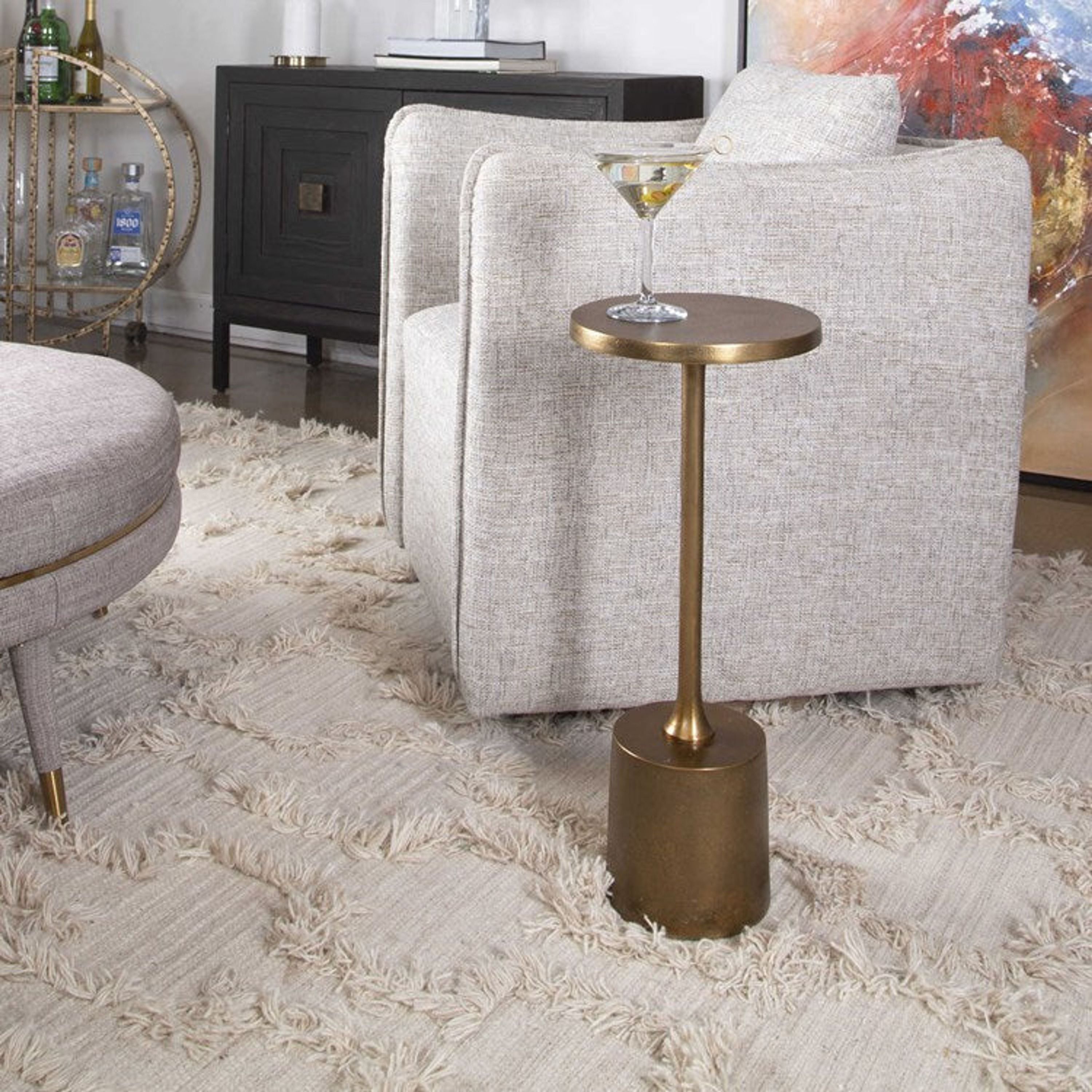 Uttermost Sanaga Antiqued Gold Modern Round Drink Table - Image 2