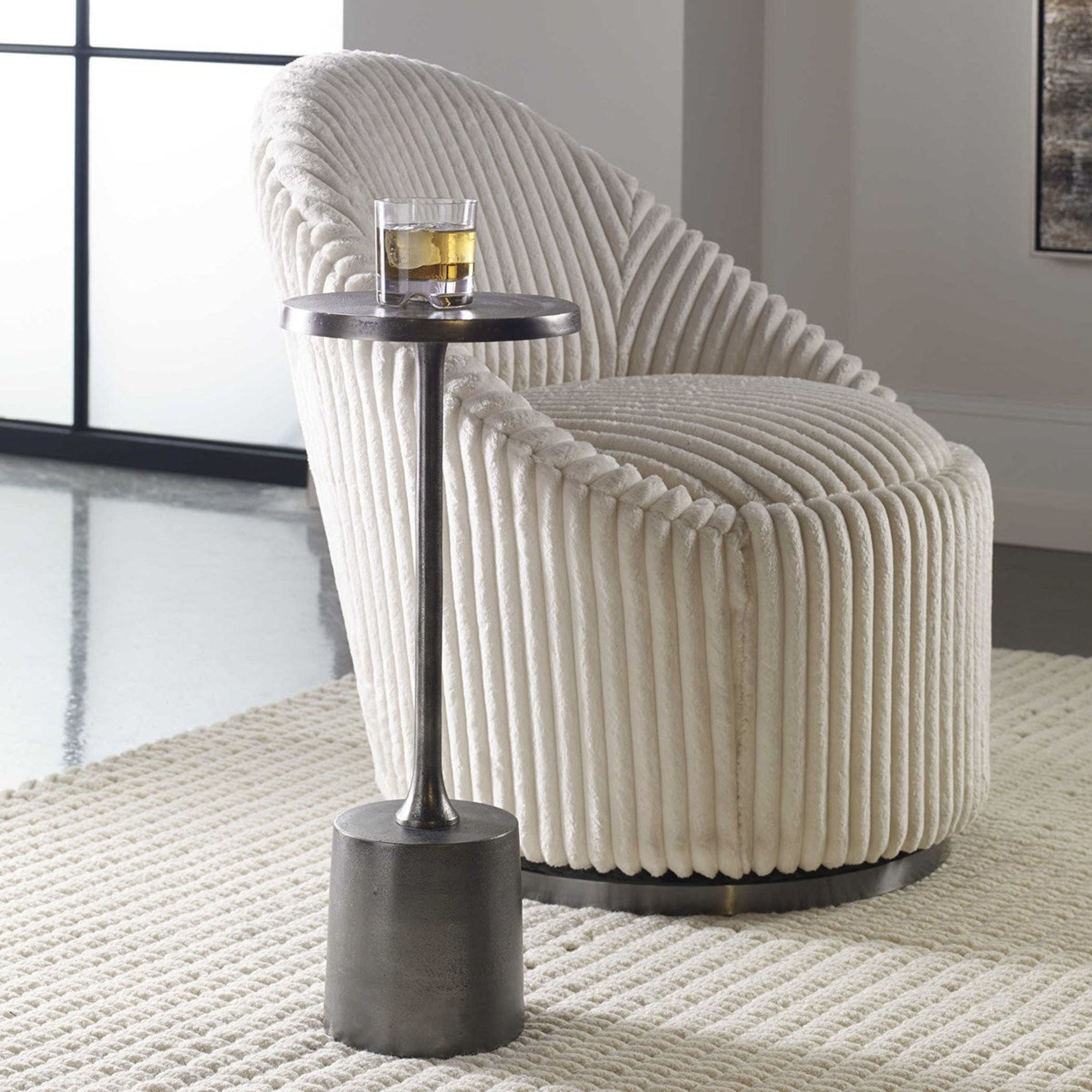 Uttermost Sanaga Antiqued Nickel Modern Round Drink Table - Image 3