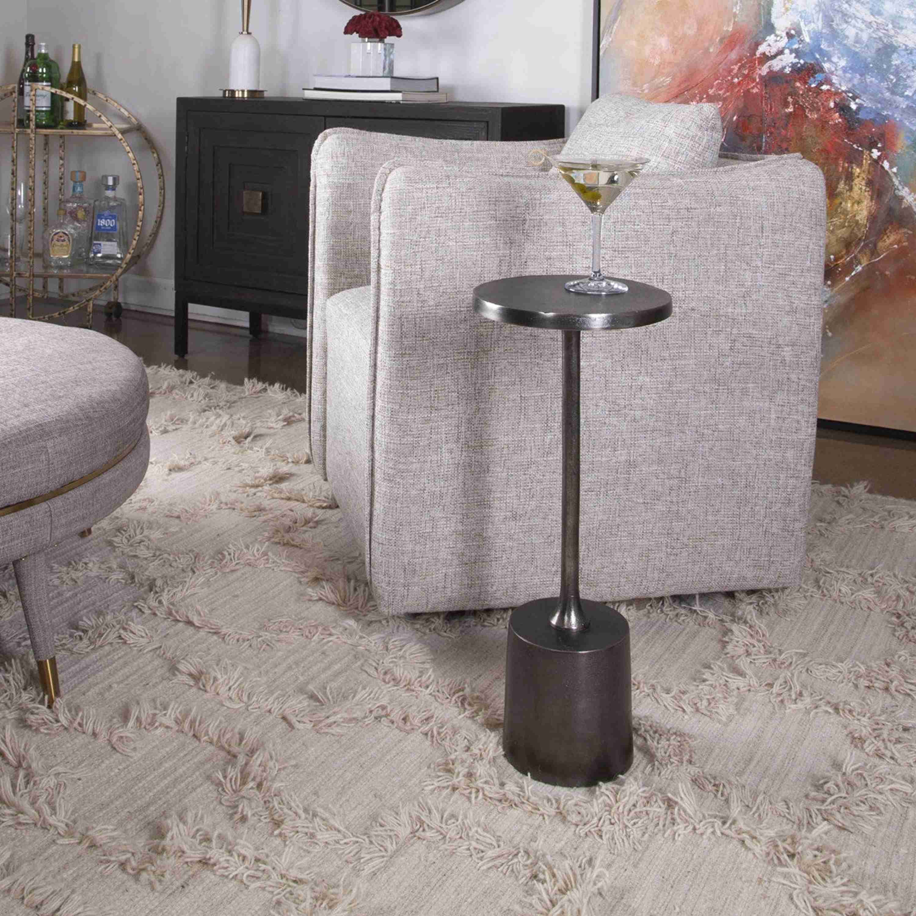 Uttermost Sanaga Antiqued Nickel Modern Round Drink Table - Image 2