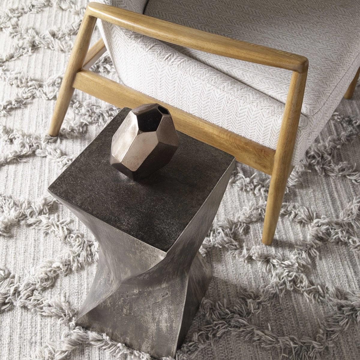 Uttermost Euphrates Tarnished Silver Sculptural Modern Accent Table - Image 3