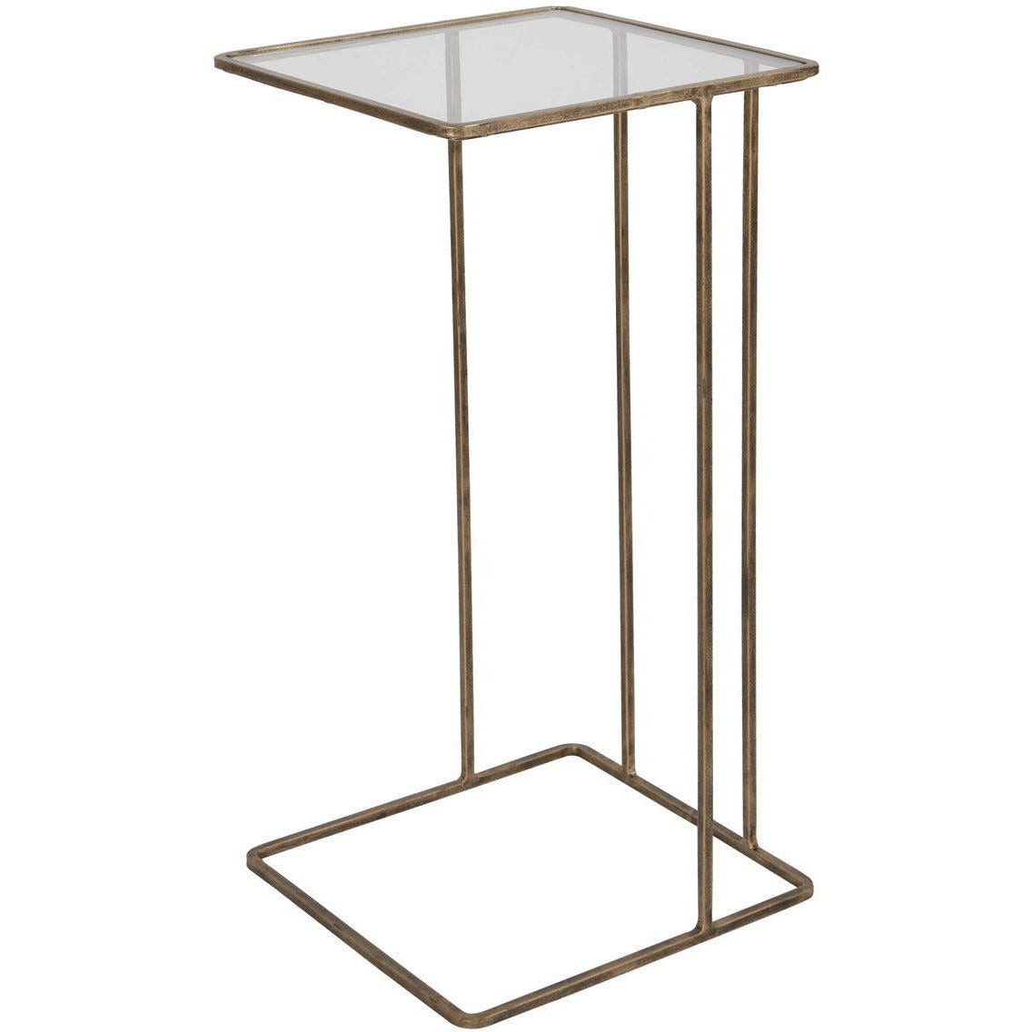 Uttermost Cadmus Glass Too With Antiqued Gold Iron Modern Accent Table - Image 2