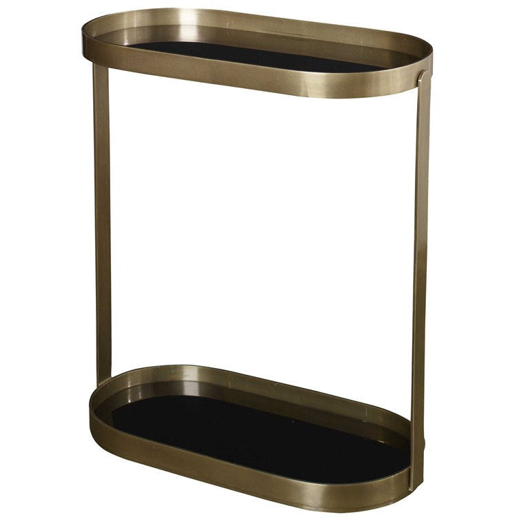 Uttermost Adia Black Glass Antiqued Gold Modern Accent Table - Image 1