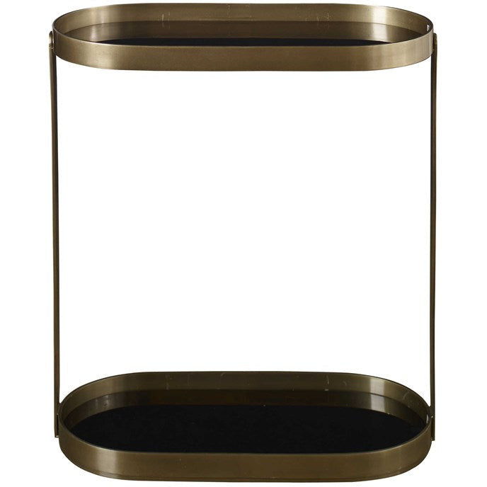 Uttermost Adia Black Glass Antiqued Gold Modern Accent Table - Image 2