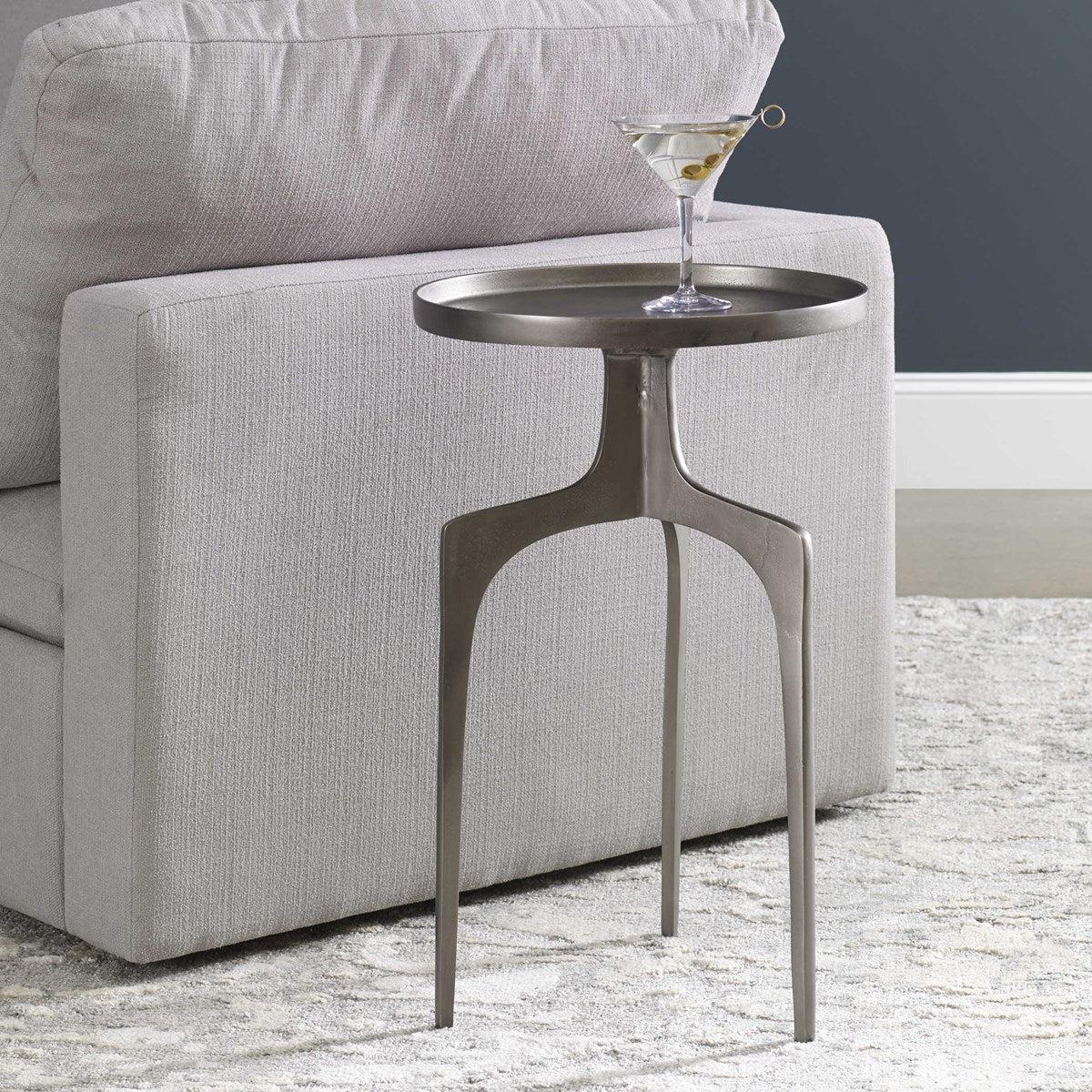 Uttermost Kenna Textured Nickel Modern Accent Table - Image 1