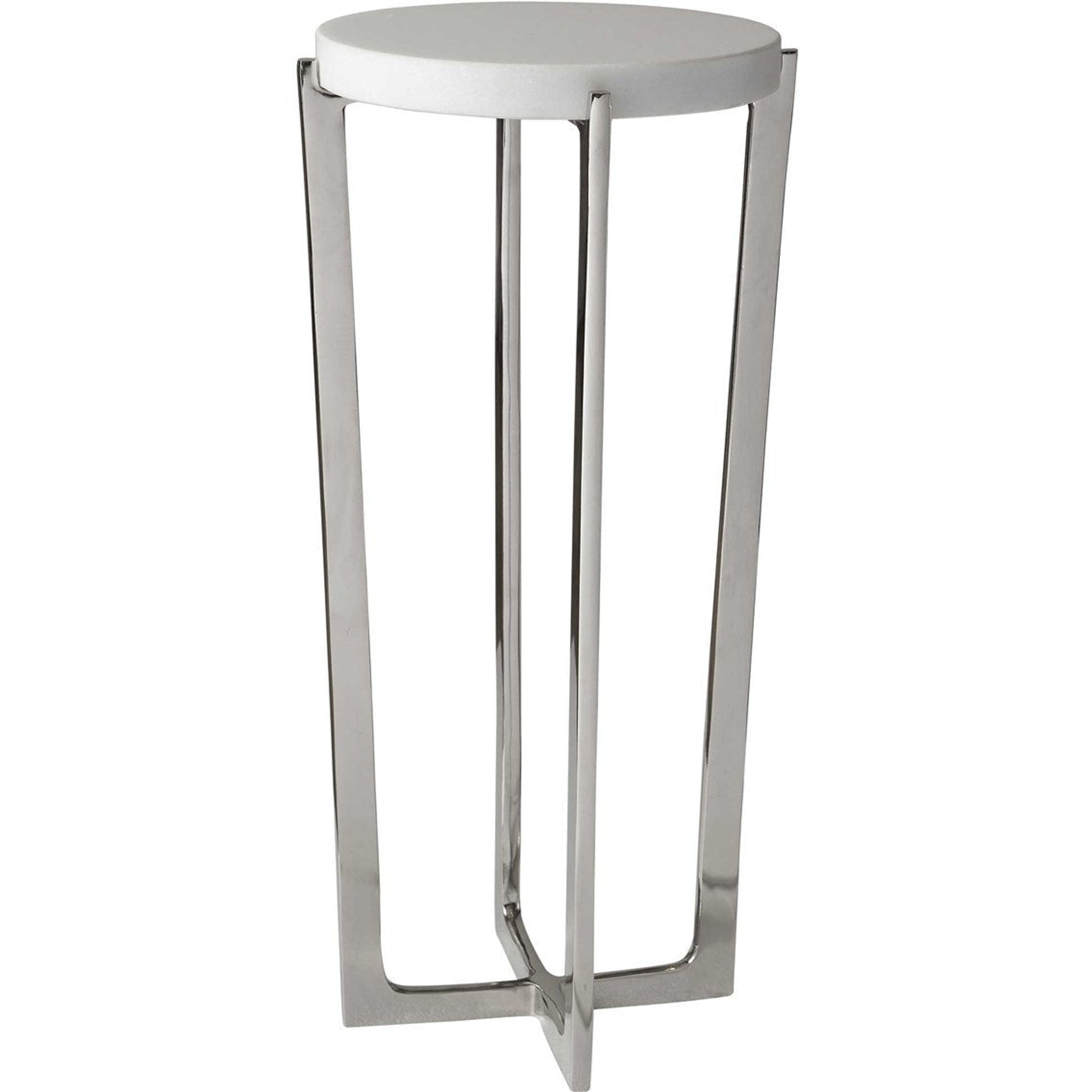 Uttermost Waldorf White Marble Top With Polished Nickel Drink Table - Image 3