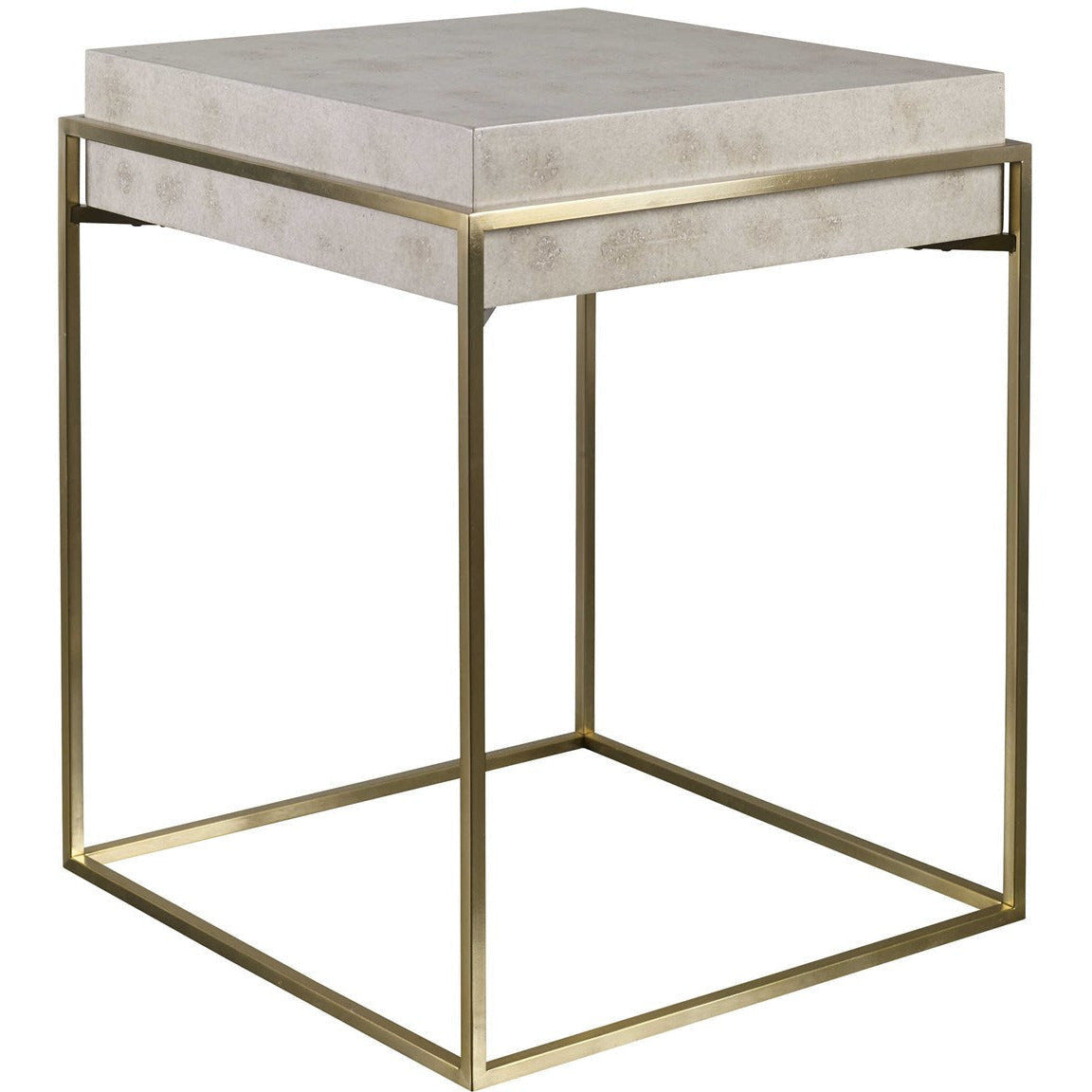 Uttermost Inda Ivory Burl Top With Brushed Brass Steel Accent Table - Image 2