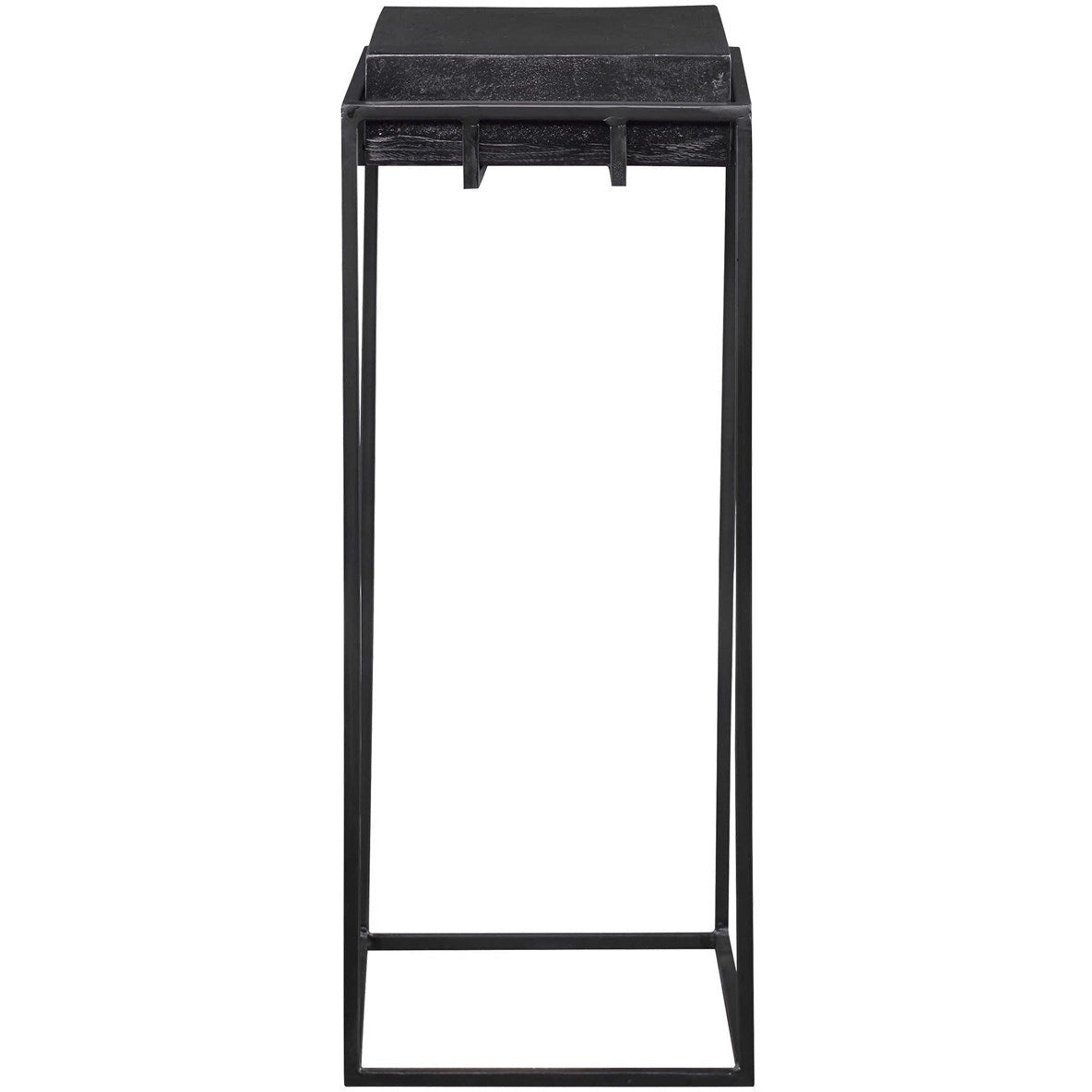Uttermost Telone Antiqued Black Top With Aged Black Iron Base Modern Pedestal Table - Image 3