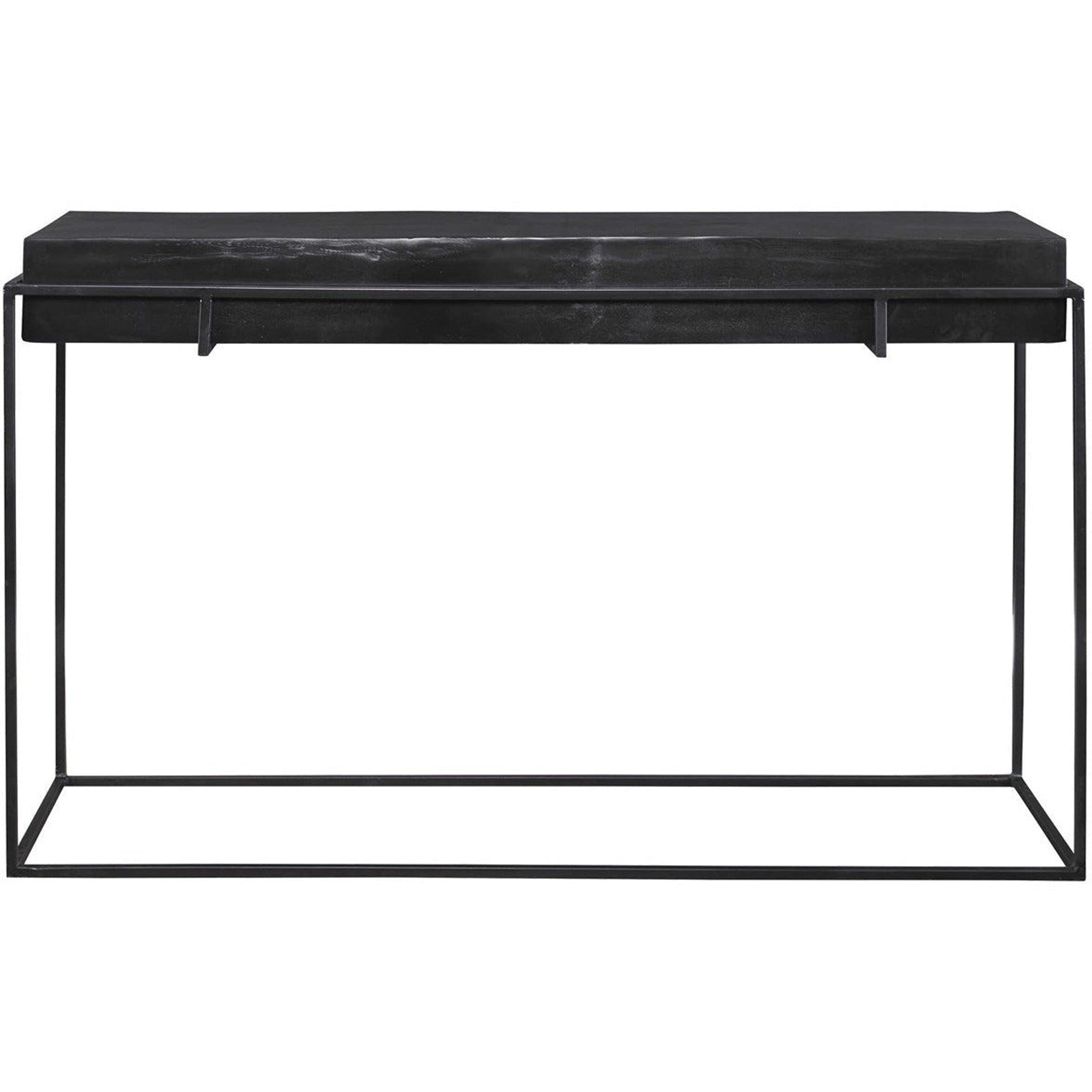 Uttermost Telone Antiqued Black Top With Aged Black Iron Base Console Table - Image 3