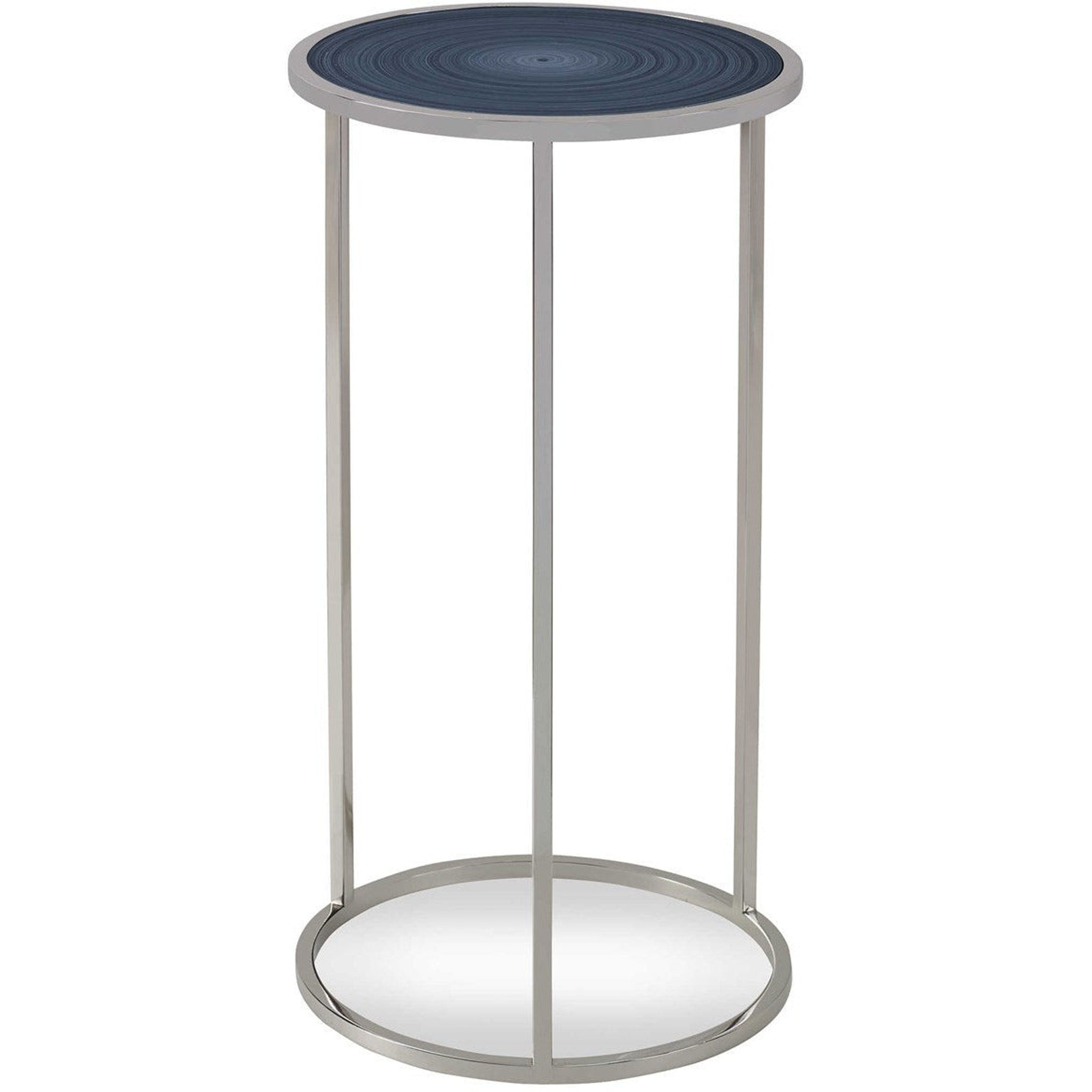 Uttermost Whirl Black Glass Top With Polished Nickel Base Contemporary Drink Table