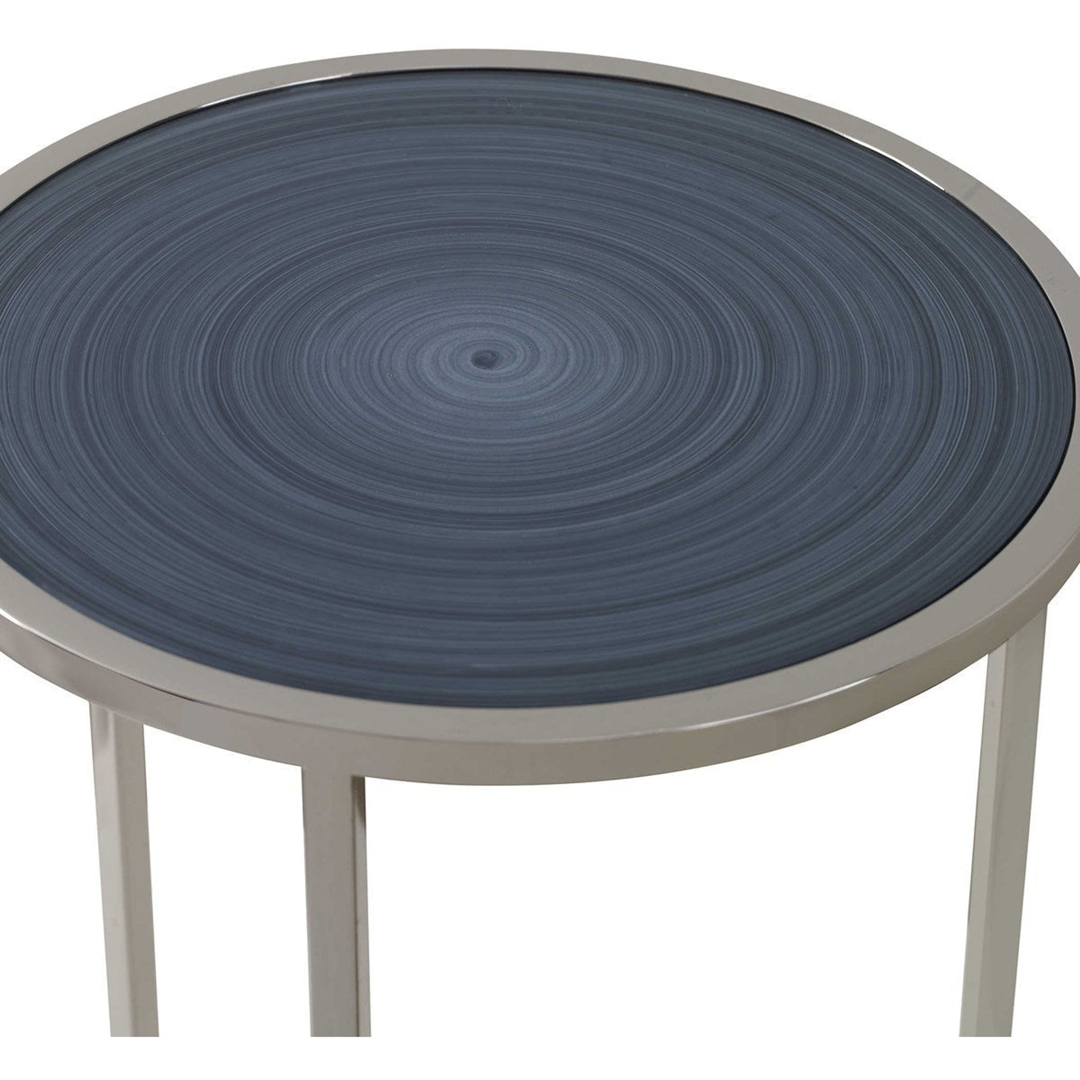 Uttermost Whirl Black Glass Top With Polished Nickel Base Contemporary Drink Table - Image 3
