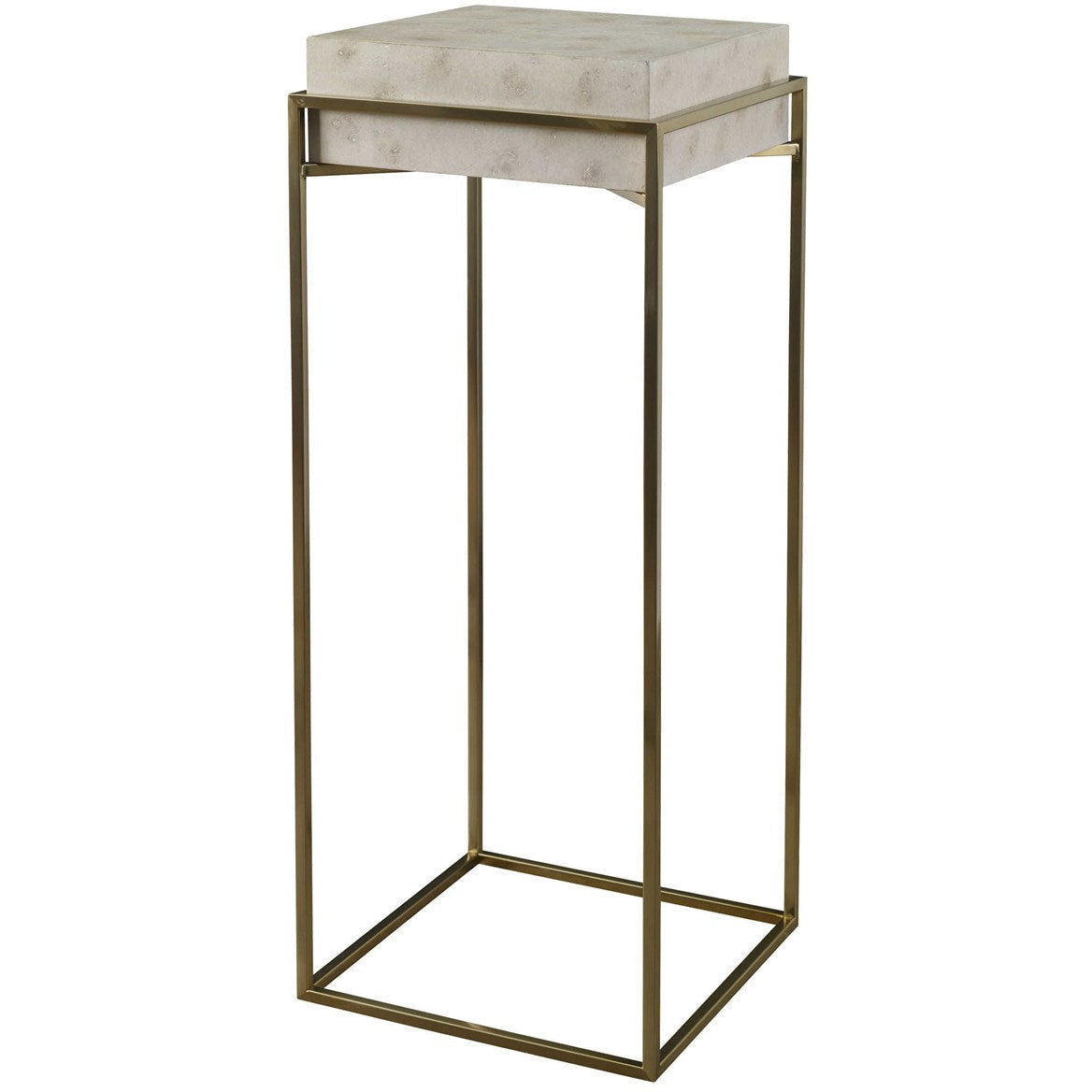 Uttermost Inda Ivory Burl Top With Brushed Brass Steel Plant Stand - Image 1