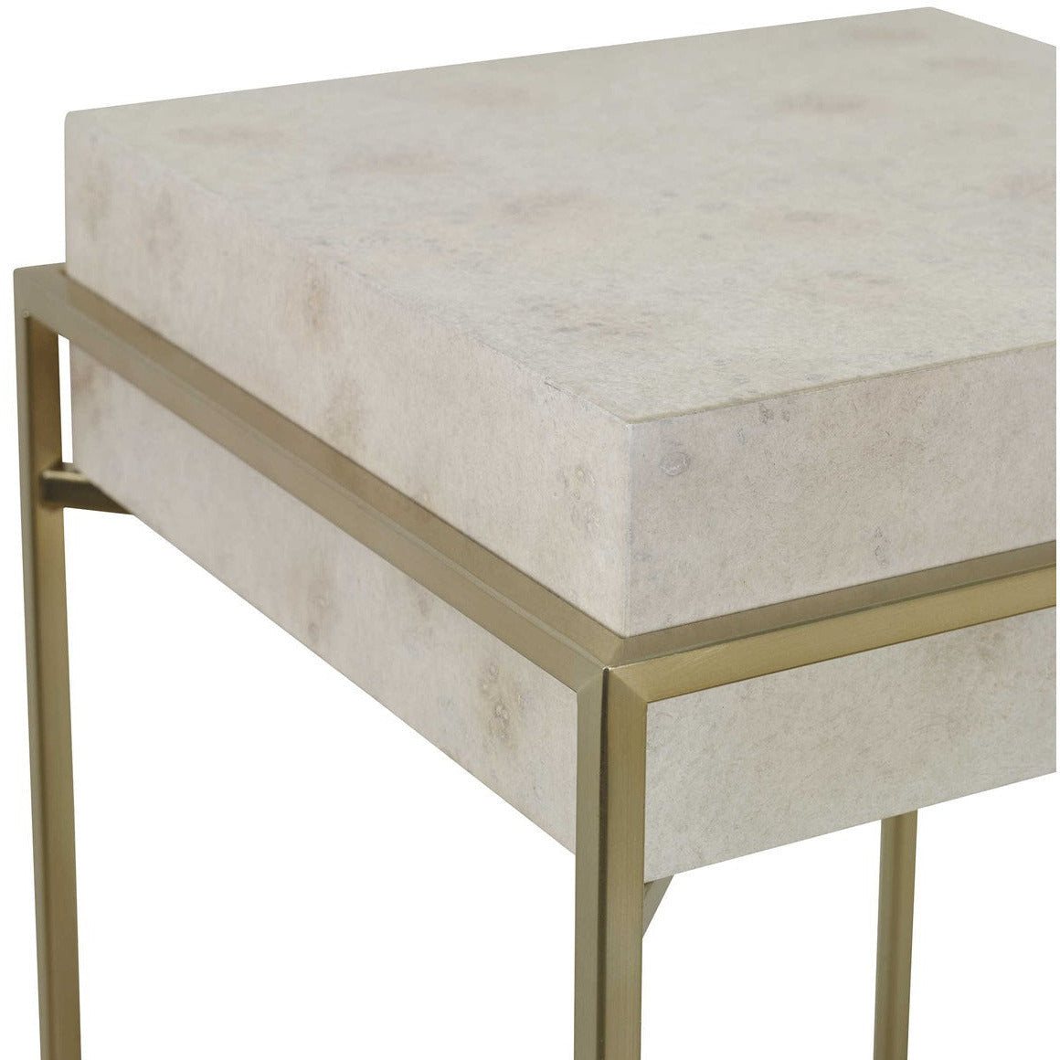 Uttermost Inda Ivory Burl Top With Brushed Brass Steel Plant Stand - Image 3