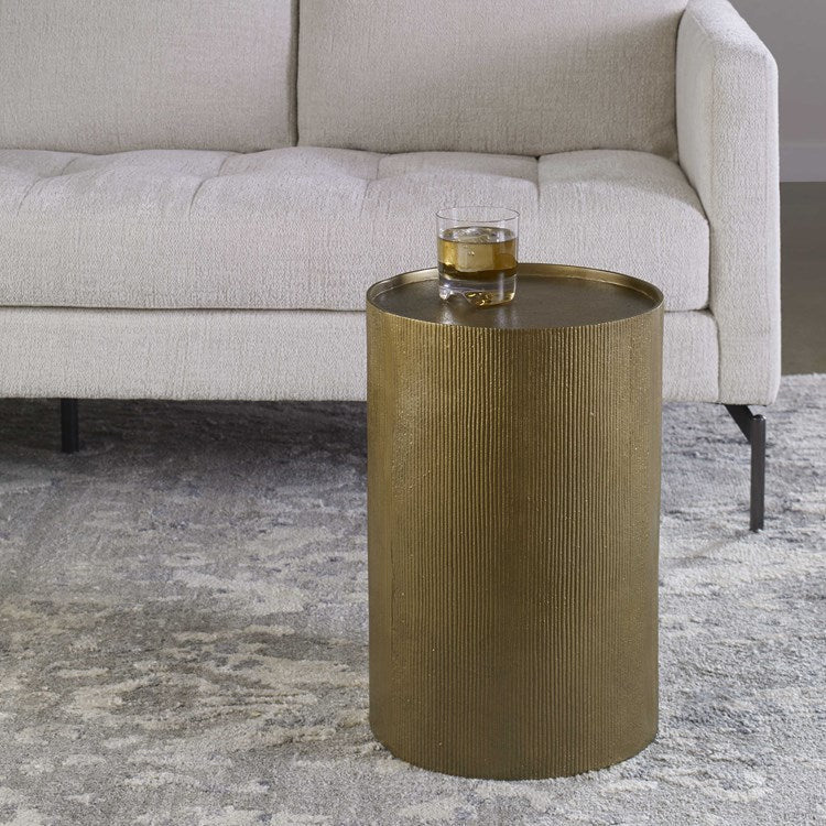 Uttermost Adrina Antiqued Gold Round Modern Accent Table - Image 1