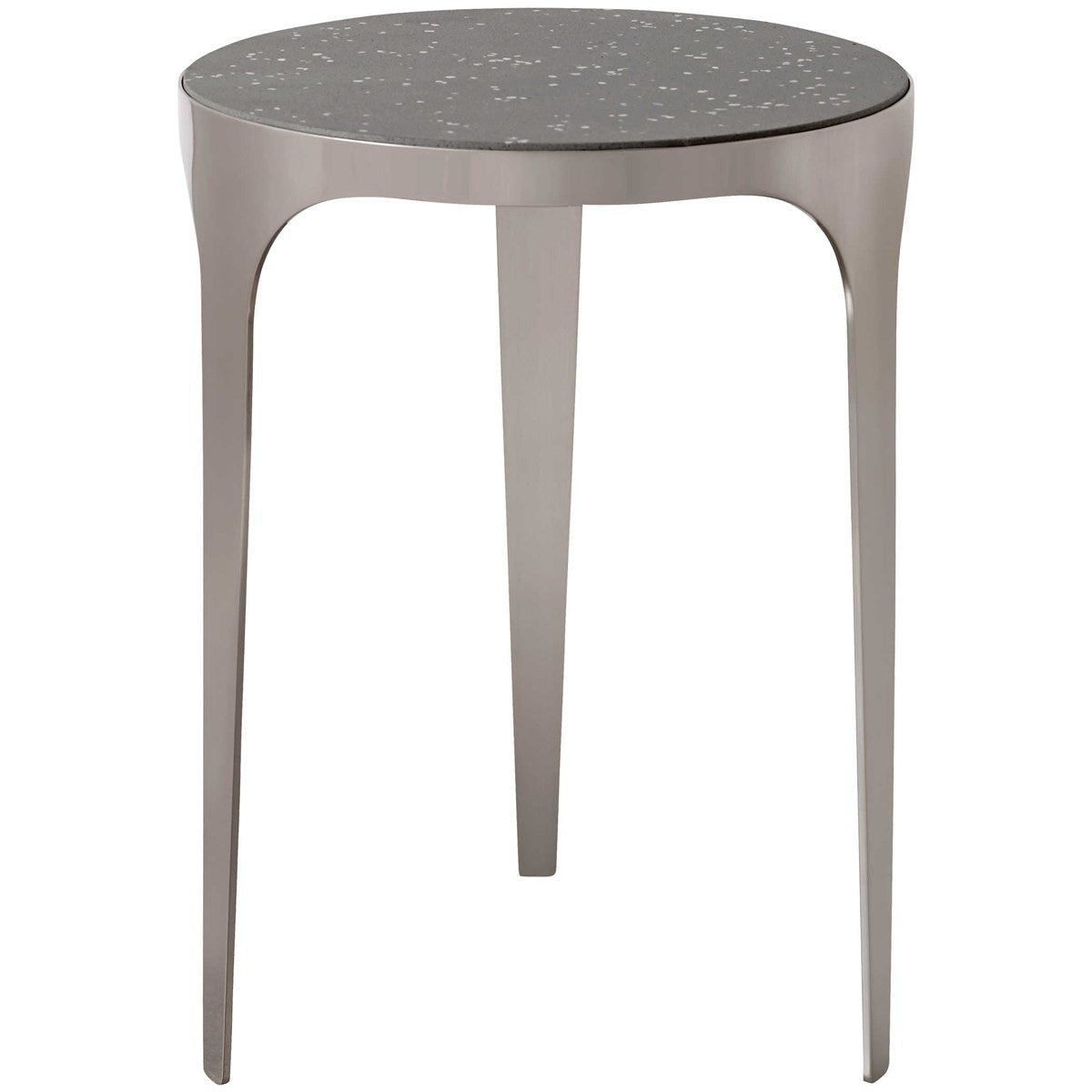 Uttermost Agra Light Gray Concrete Top With Brushed Nickel Base Modern Round Side Table - Image 2