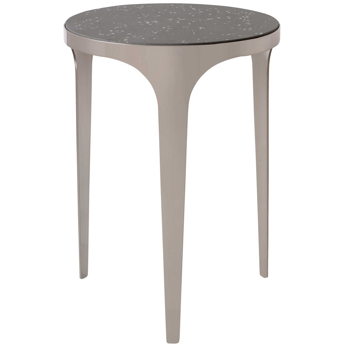 Uttermost Agra Light Gray Concrete Top With Brushed Nickel Base Modern Round Side Table - Image 3