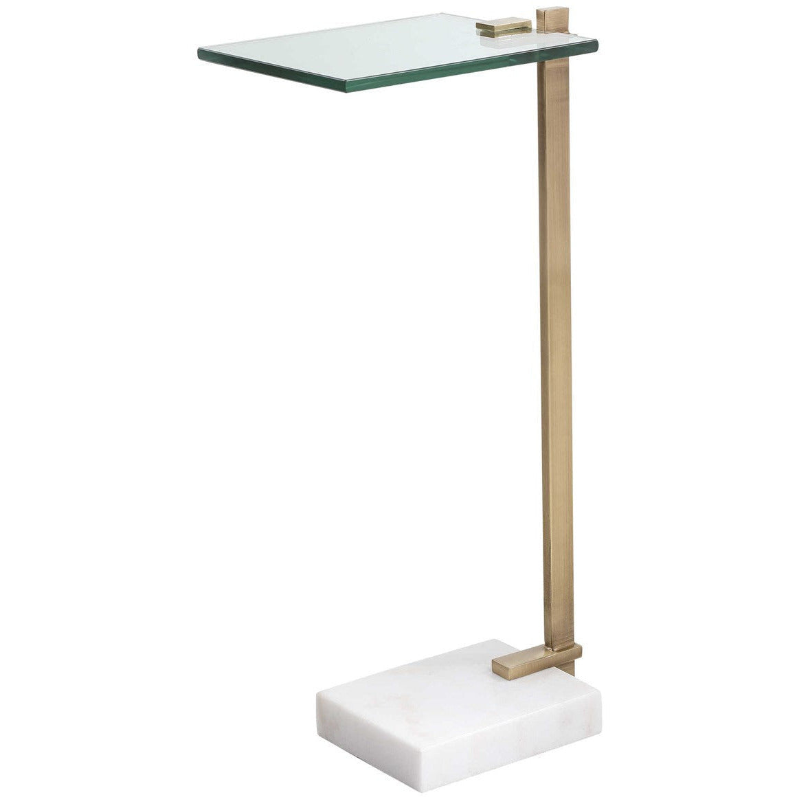Uttermost Butler Glass Too With White Marble & Brushed Brass Modern Accent Table - Image 2