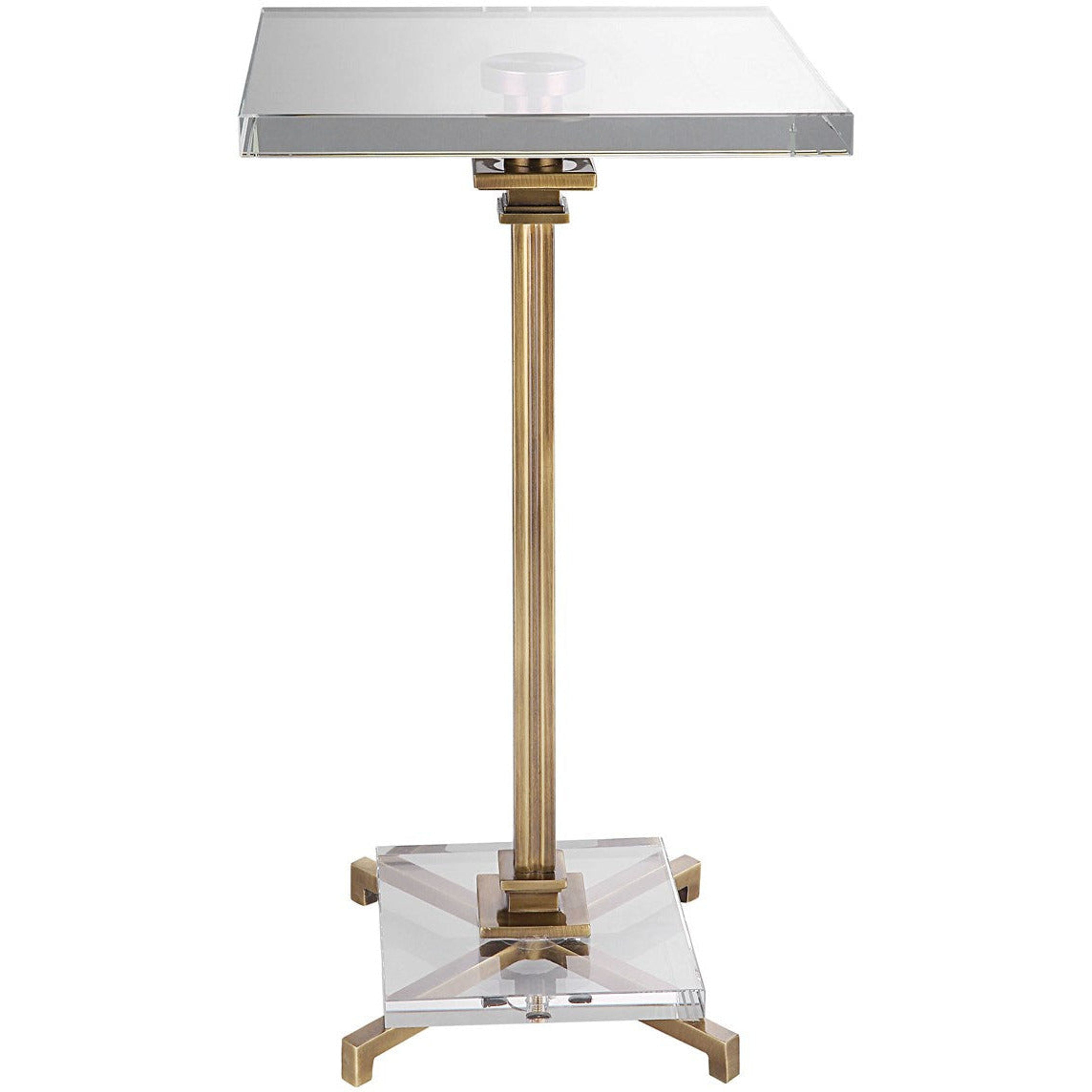 Uttermost Richelieu Crystal Top with Brushed Brass Base Modern Drink Table - Image 2