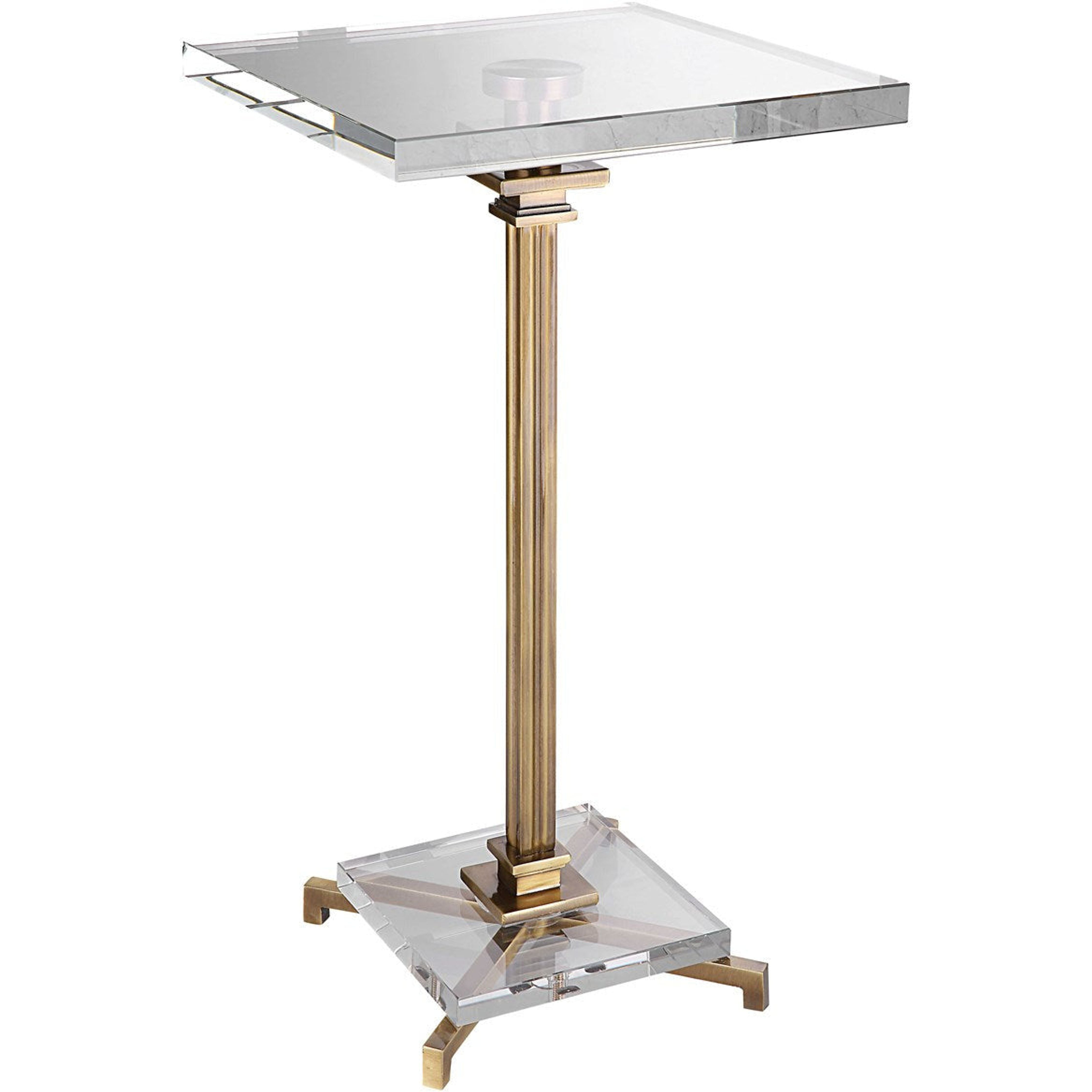 Uttermost Richelieu Crystal Top with Brushed Brass Base Modern Drink Table - Image 3