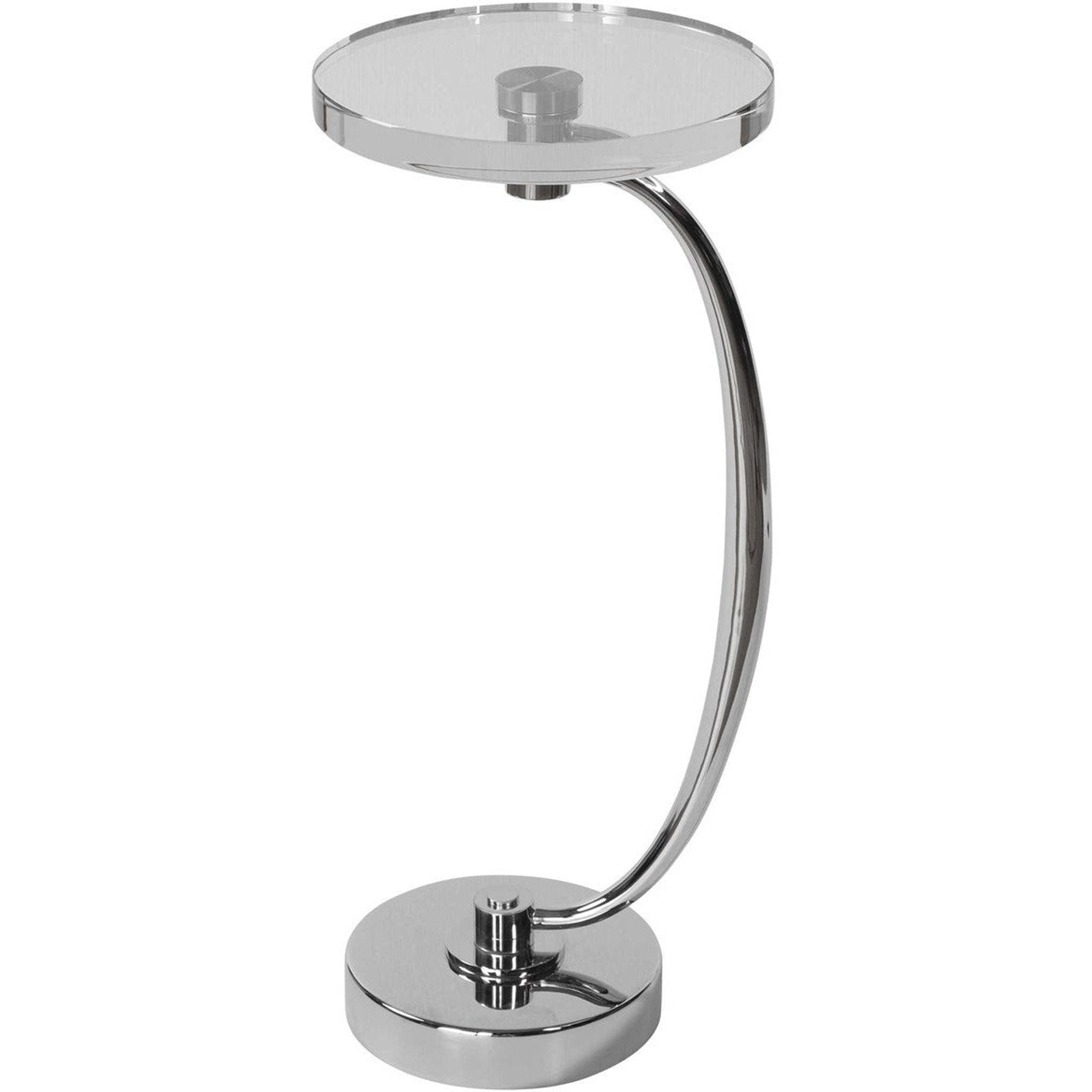 Uttermost Waveney Crystal Top With Polished Nickel With Curved Iron Drink Table