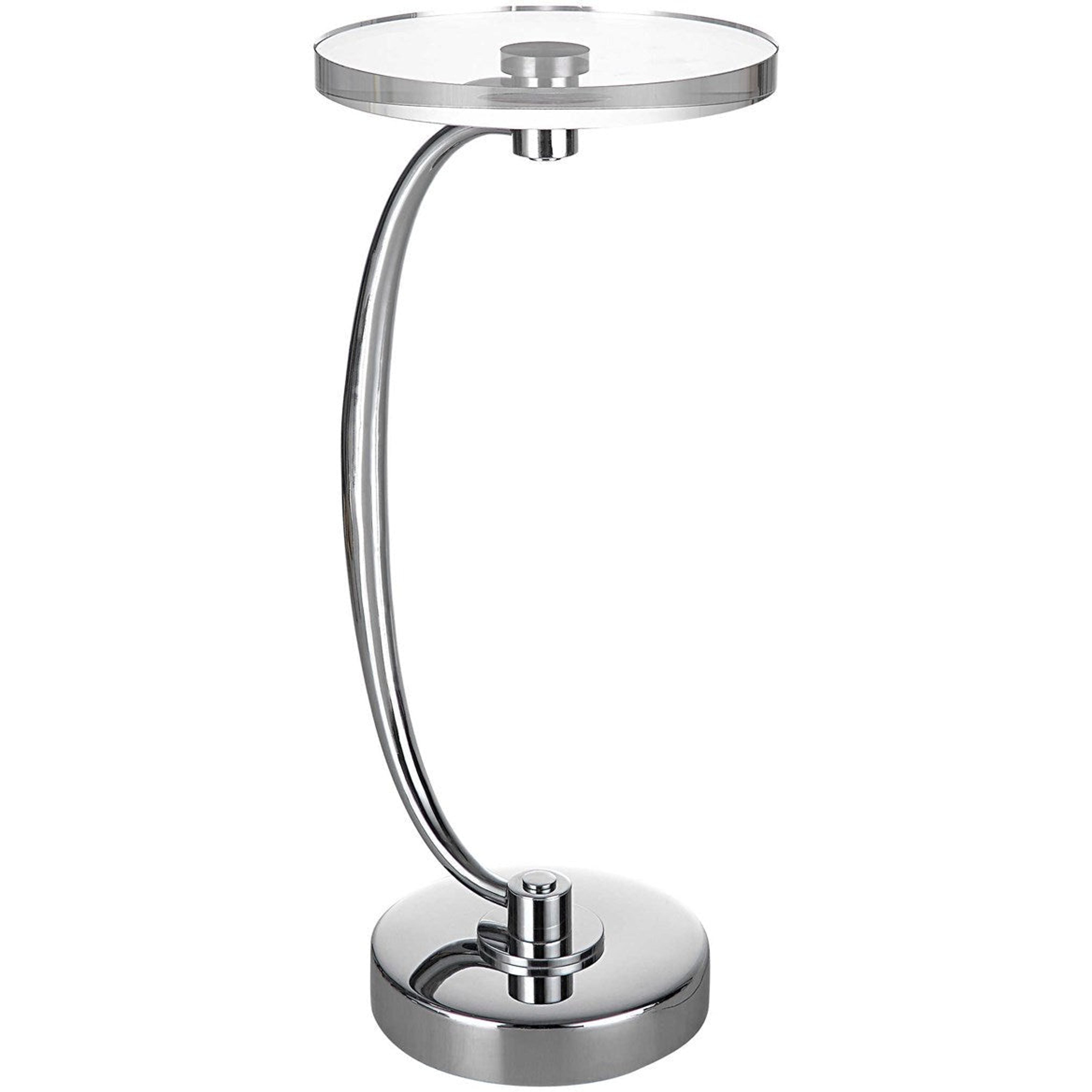 Uttermost Waveney Crystal Top With Polished Nickel With Curved Iron Drink Table - Image 3