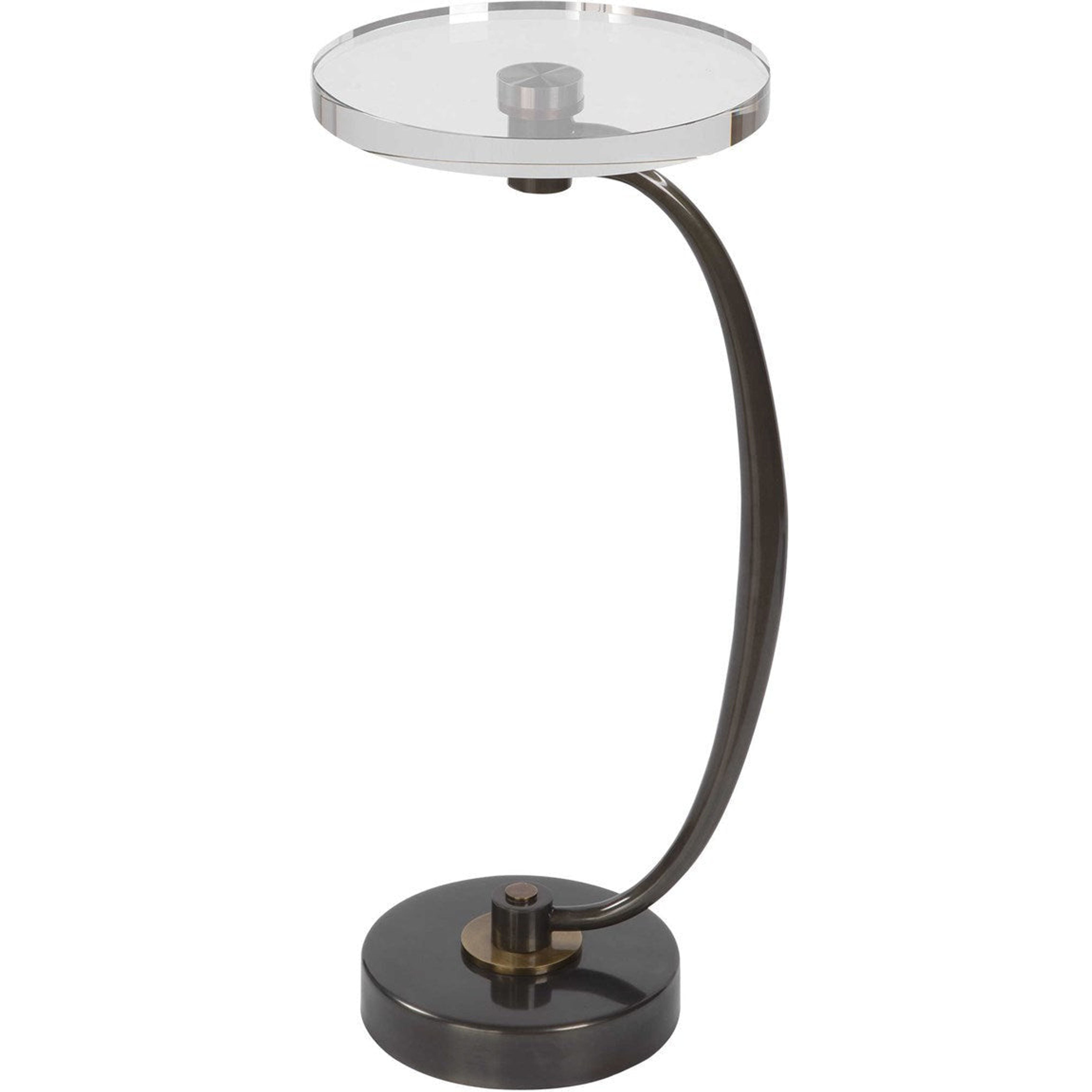 Uttermost Waveney Crystal Top With Dark Bronze Curved Iron Drink Table - Image 2
