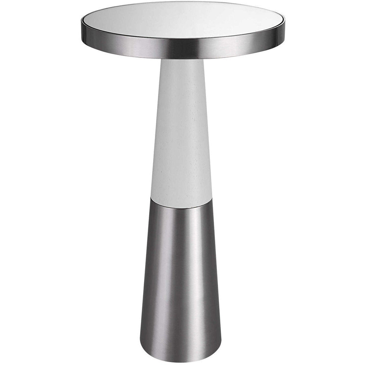 Uttermost Fortier Mirrored Top With White Wood & Brushed Nickel Modern Accent Table - Image 3