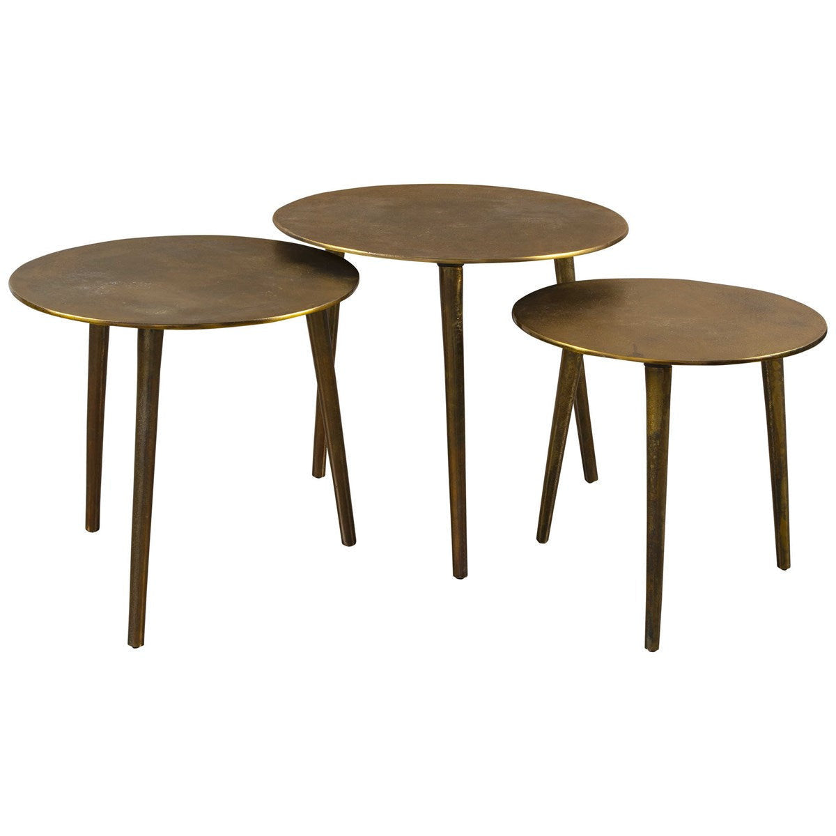 Uttermost Kasai Antiqued Gold Set of 3 Modern Nesting Coffee Tables - Image 2