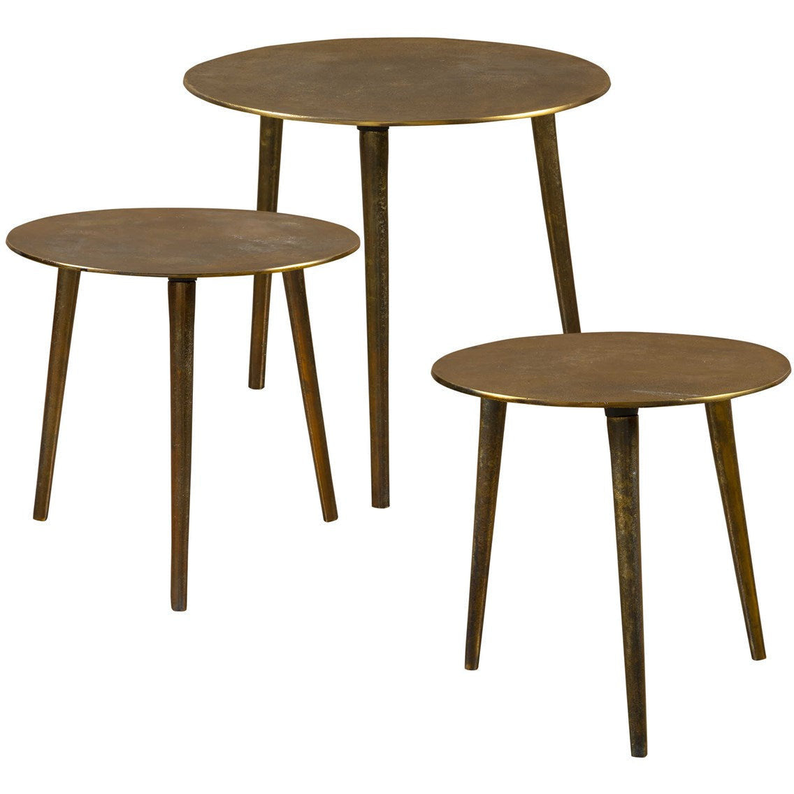Uttermost Kasai Antiqued Gold Set of 3 Modern Nesting Coffee Tables - Image 3