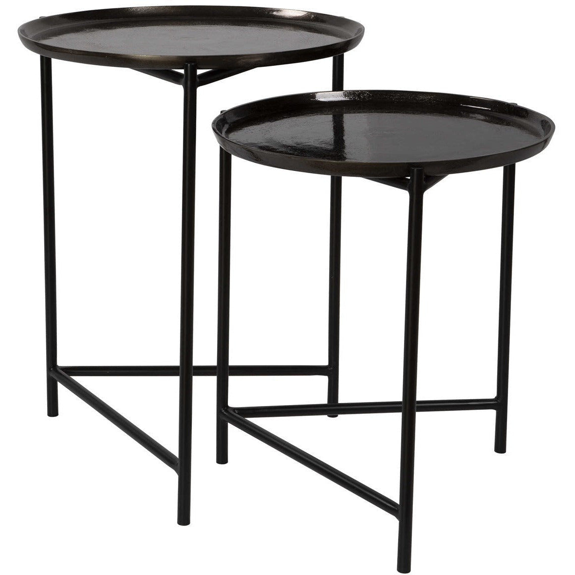 Uttermost Burnett Black And Dark Nickel Set of 2 Nesting Tables - Image 1