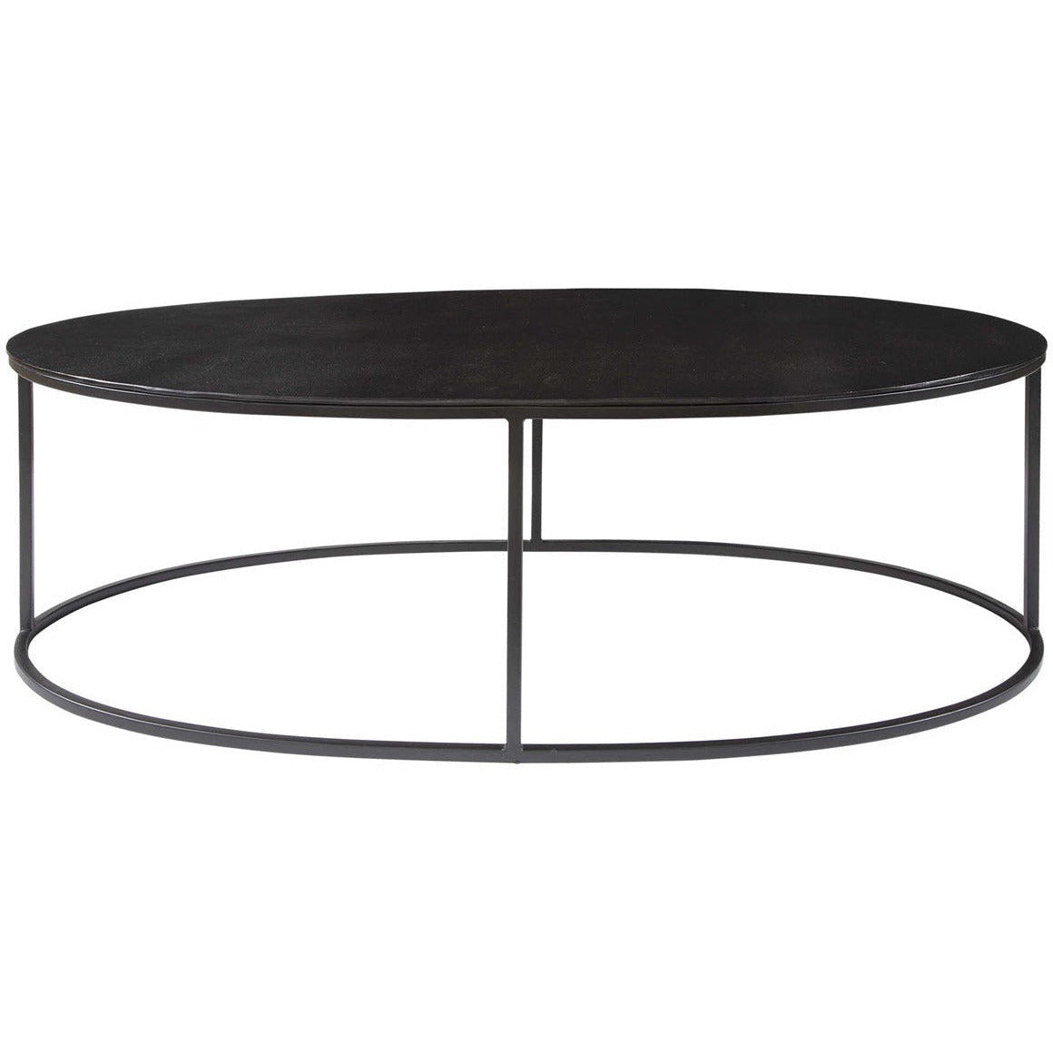 Uttermost Coreene Antiqued Black With Aged Black Iron Modern Oval Coffee Table - Image 3