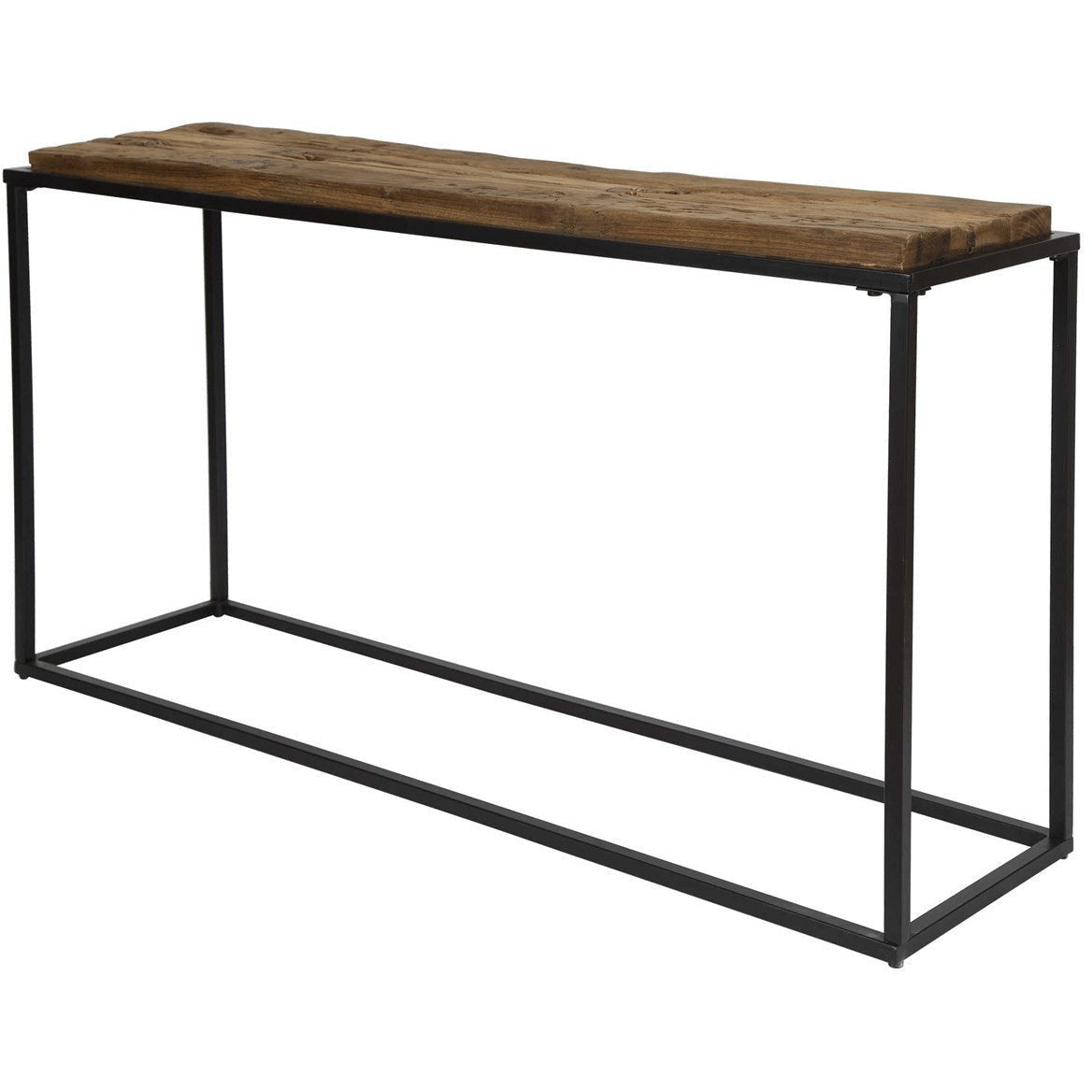 Uttermost Holston Natural Reclaimed Wood Top With Black Iron Rustic Modern Console Table - Image 1