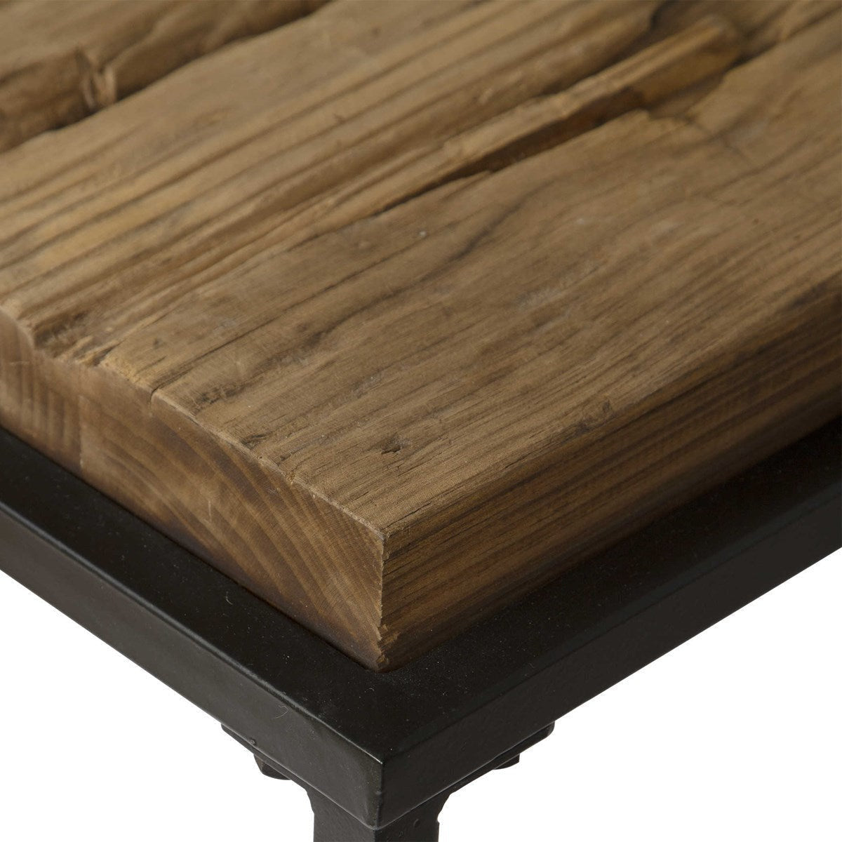 Uttermost Holston Natural Reclaimed Wood Top With Black Iron Rustic Modern Console Table - Image 2