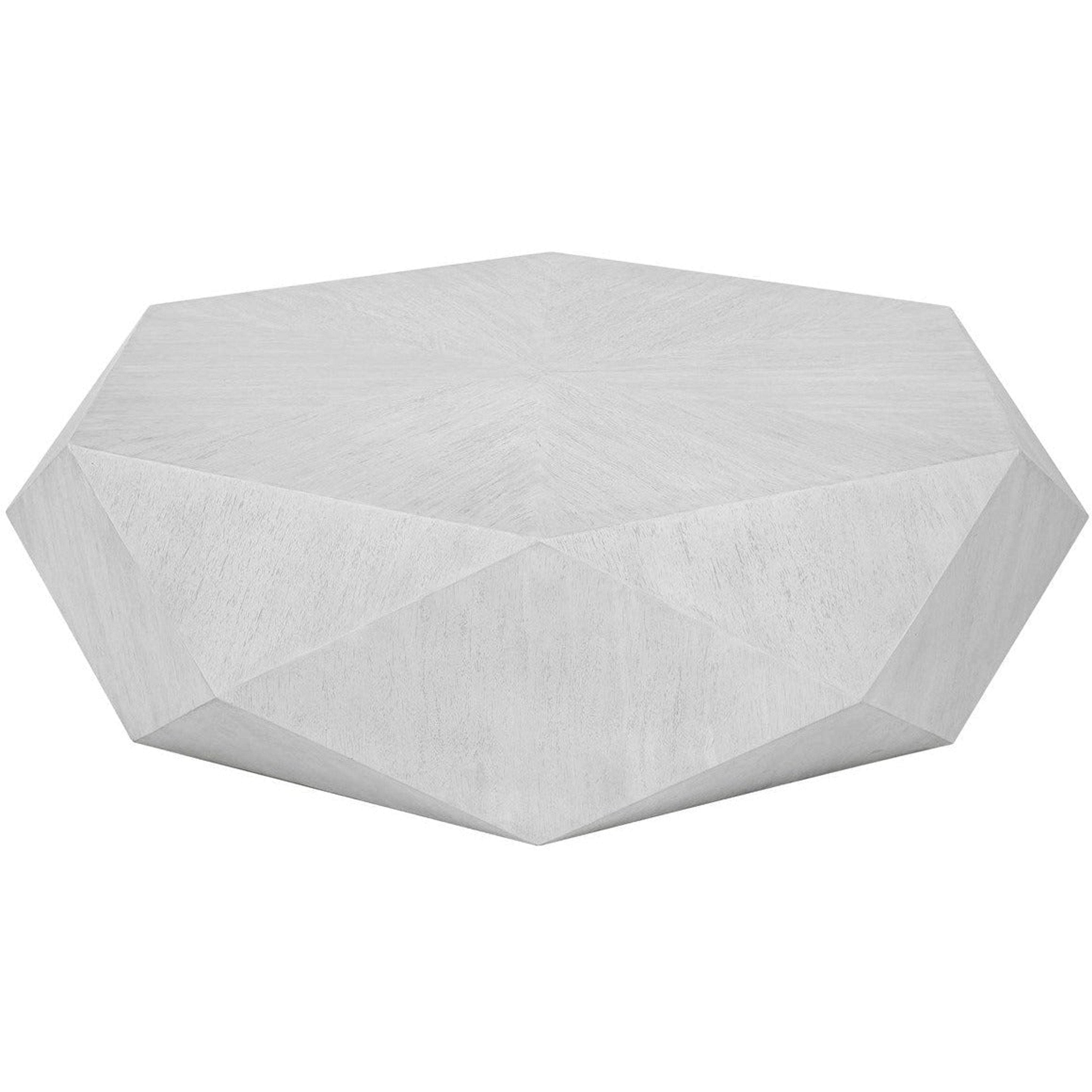 Uttermost Volker White Ceruse Mango Wood Modern Geometric Coffee Table - Image 2