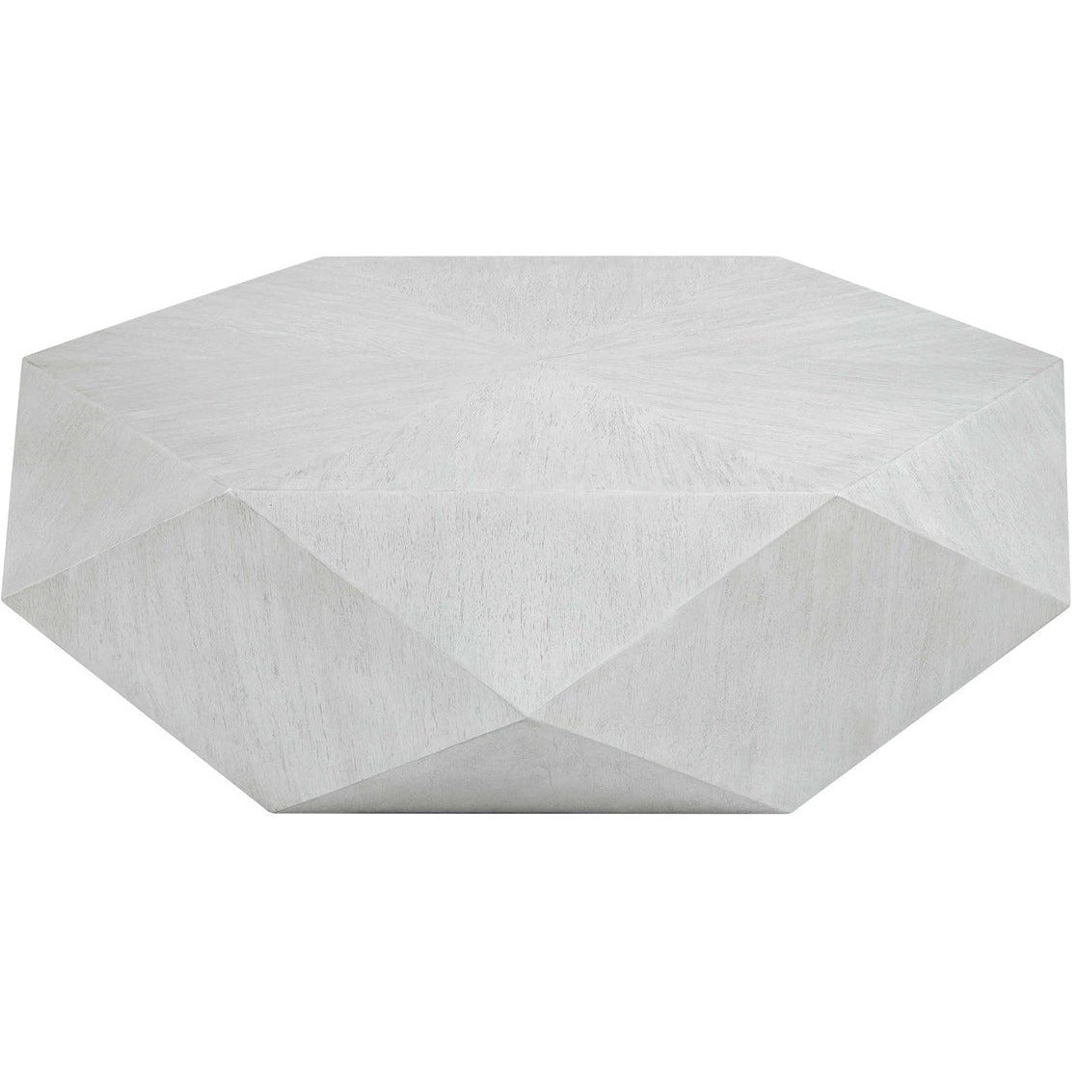 Uttermost Volker White Ceruse Mango Wood Modern Geometric Coffee Table - Image 3