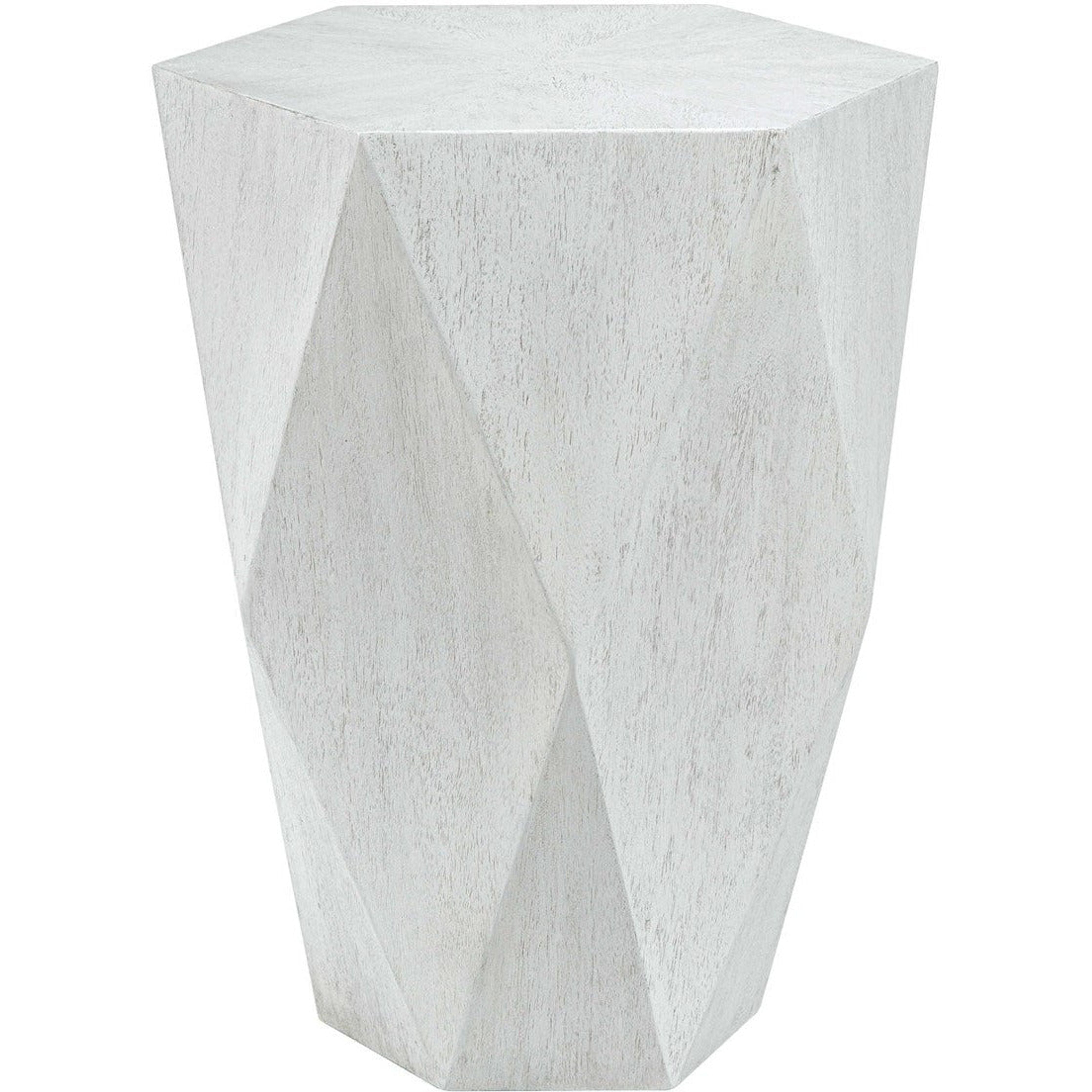 Uttermost Volker White Ceruse Mango Wood Modern Geometric Side Table - Image 2