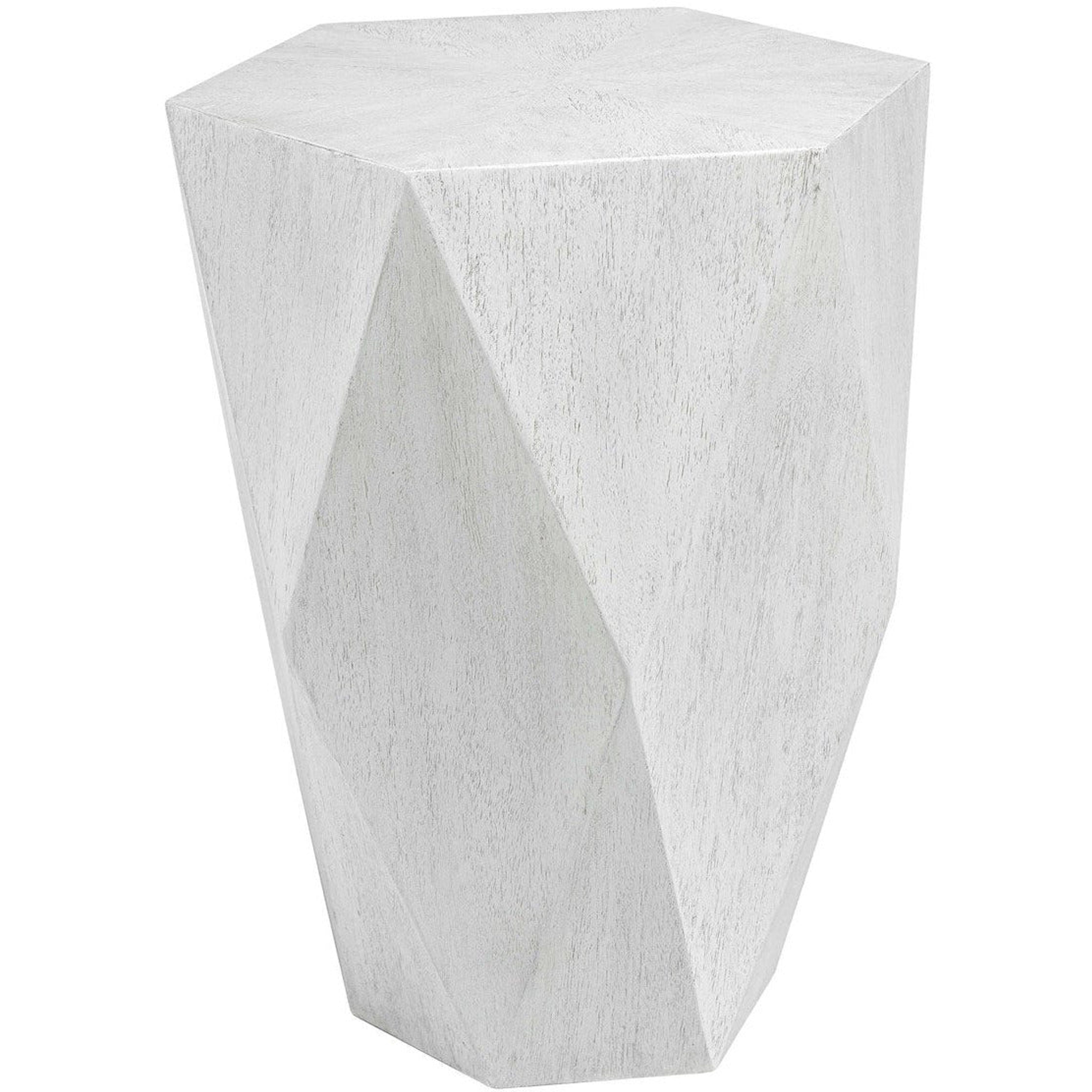Uttermost Volker White Ceruse Mango Wood Modern Geometric Side Table - Image 3