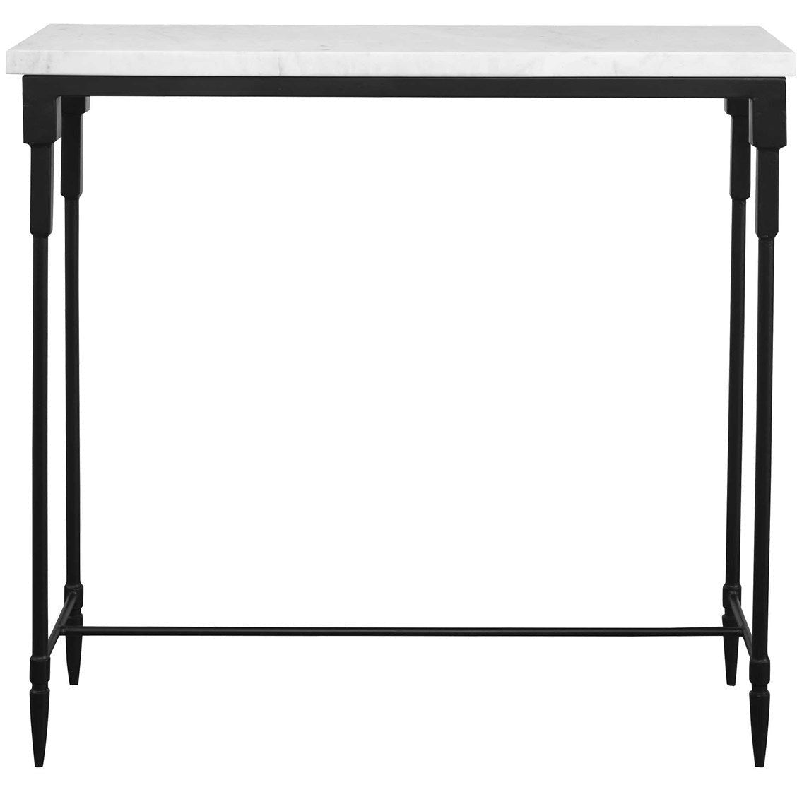 Uttermost Bourges White Marble Top With Black Iron Base Modern Console Table - Image 2