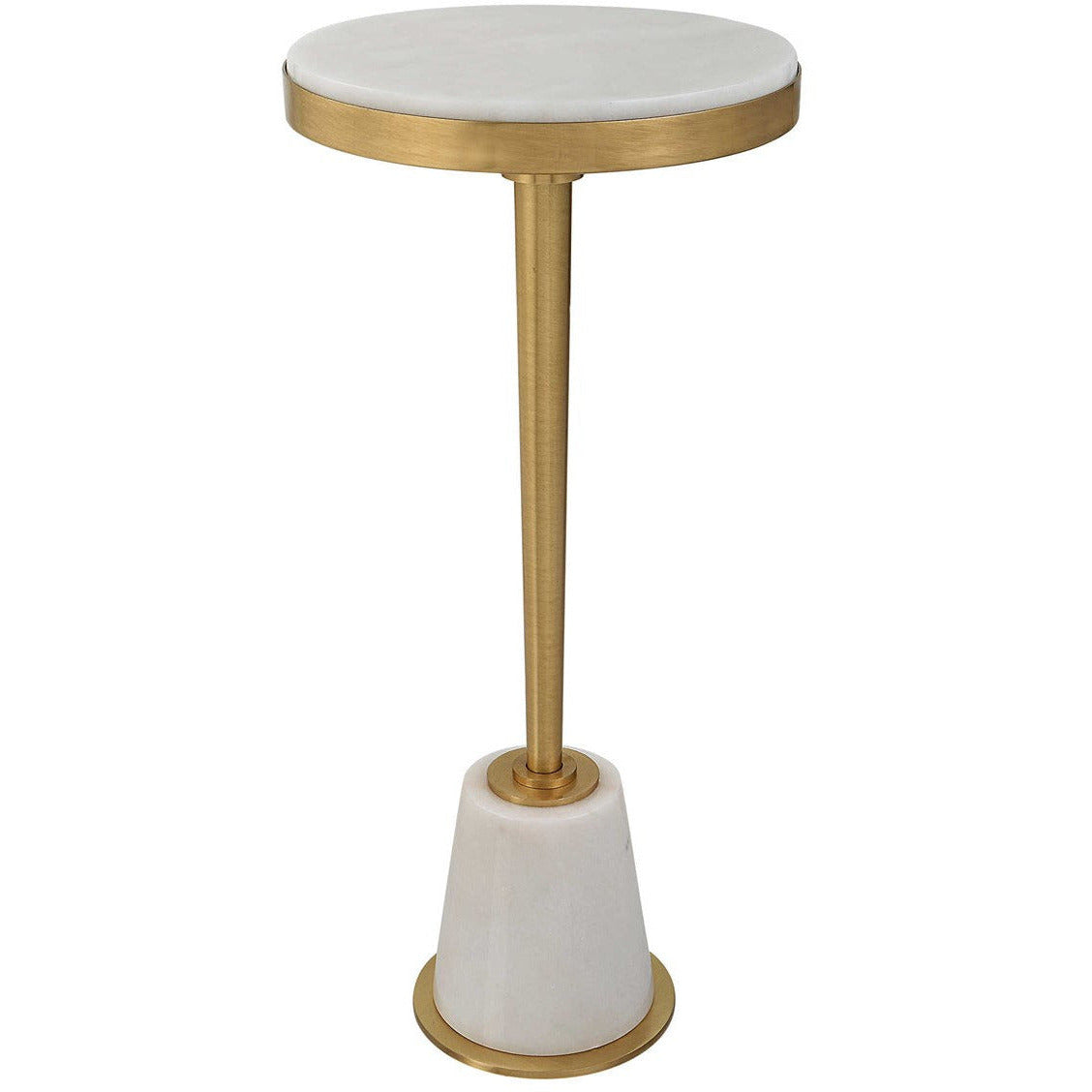 Uttermost Edifice White Marble Top With Brushed Brass Round Drink Table - Image 2