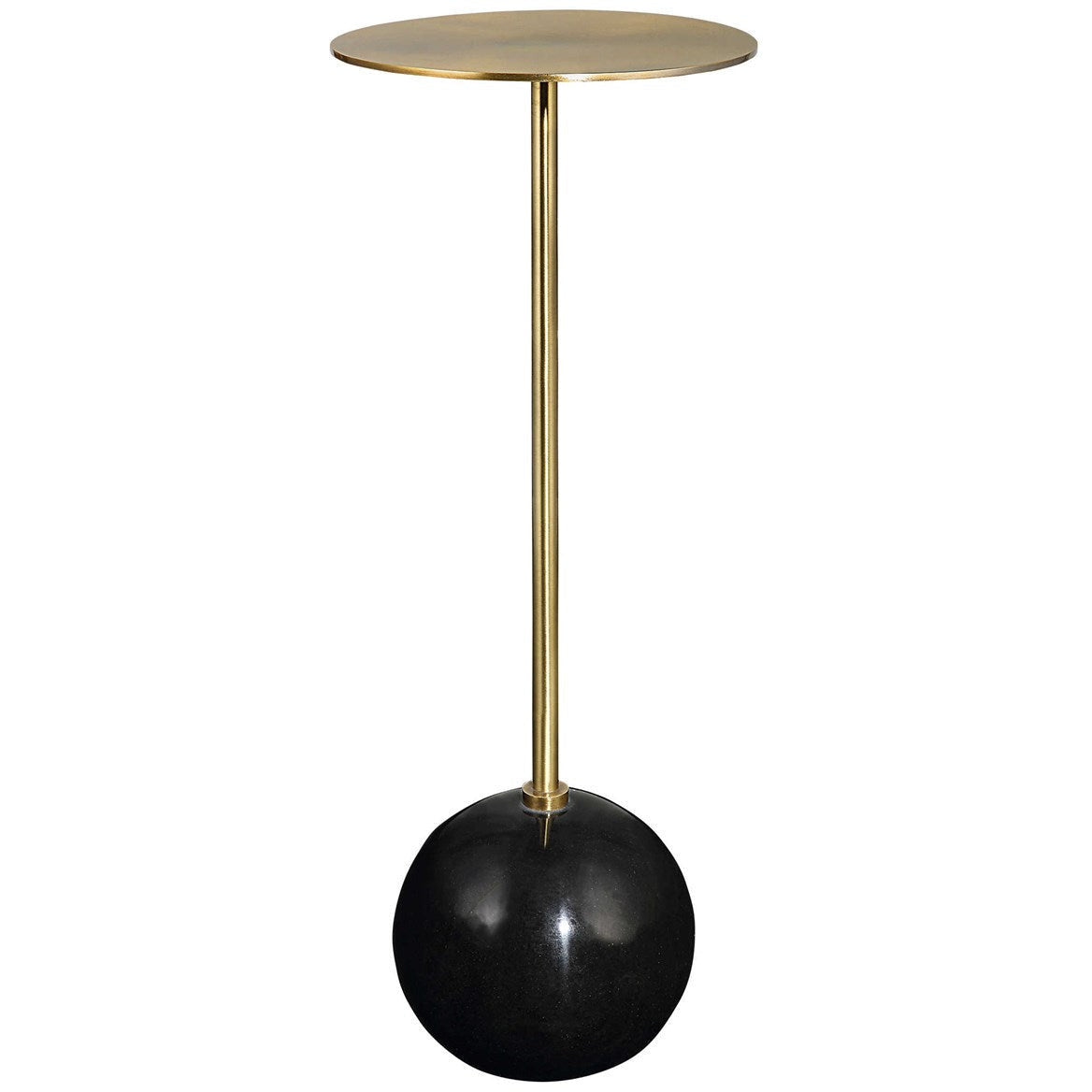 Uttermost Gimlet Brushed Brass Iron With Black Marble Modern Round Drink Table - Image 2