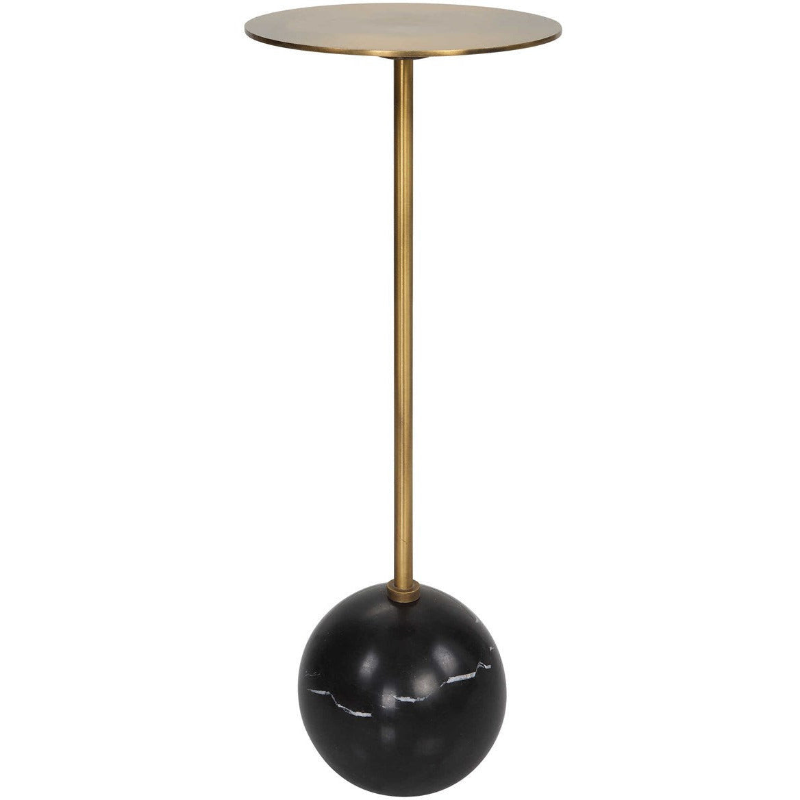 Uttermost Gimlet Brushed Brass Iron With Black Marble Modern Round Drink Table - Image 3