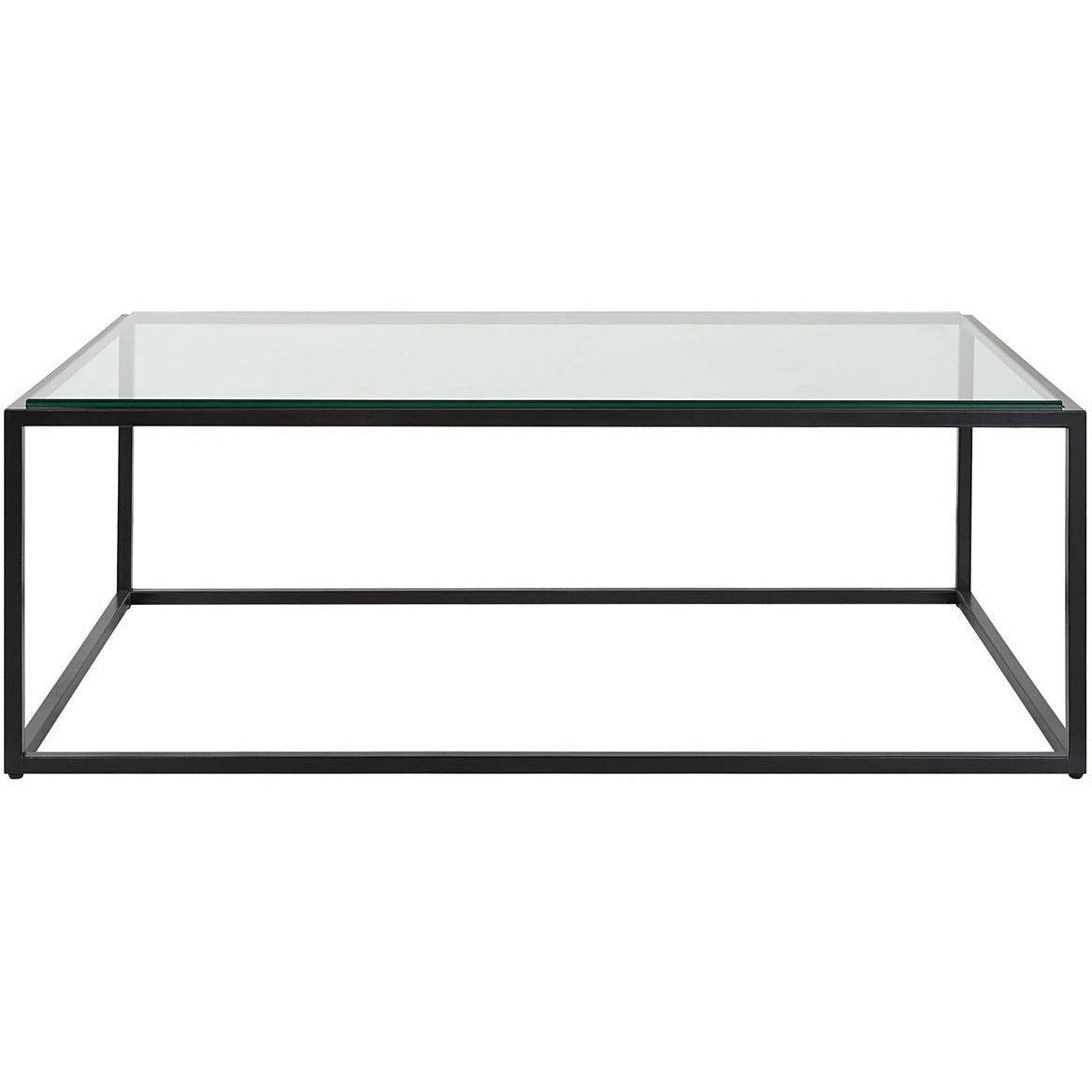 Uttermost Bravura Glass Top Satin Black Finish Iron Base Modern Coffee Table - Image 1