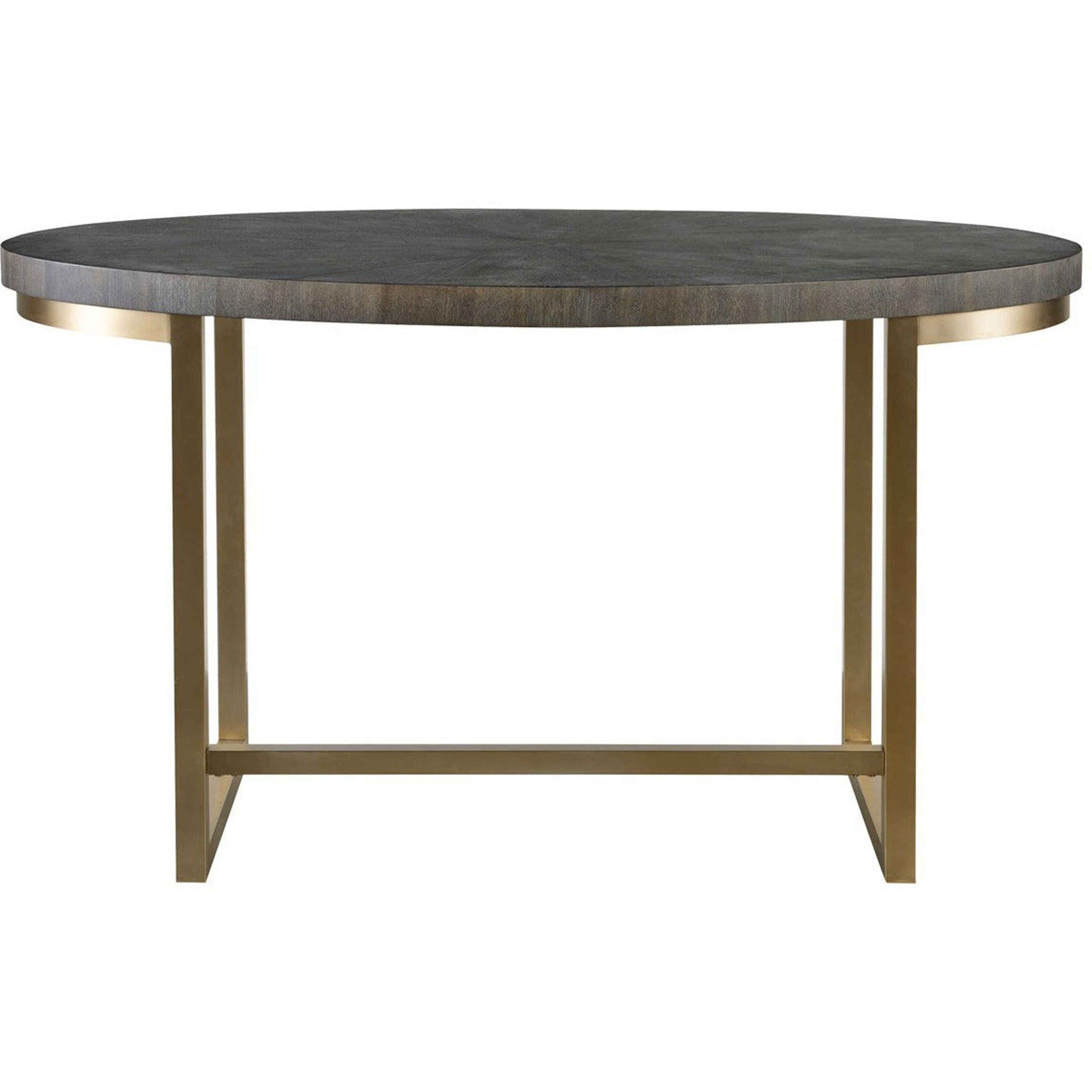 Uttermost Taja Washed Gray Walnut Top With Brushed Brass Steel Base Contemporary Writing Desk - Image 2