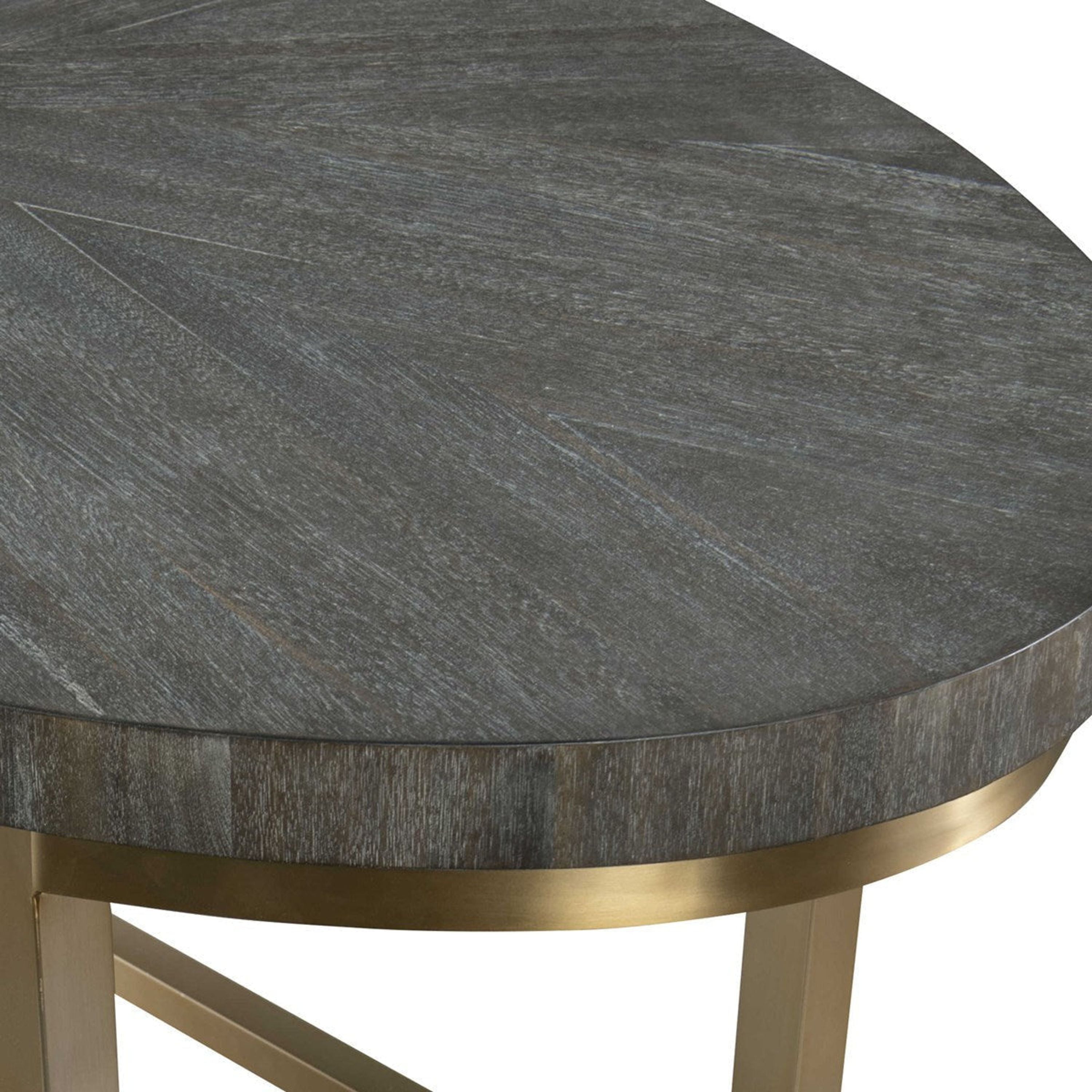 Uttermost Taja Washed Gray Walnut Top With Brushed Brass Steel Base Contemporary Writing Desk - Image 3