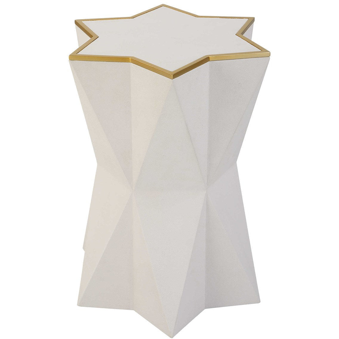 Uttermost Capella White Faux Shagreen Wrap Modern Accent Table - Image 2