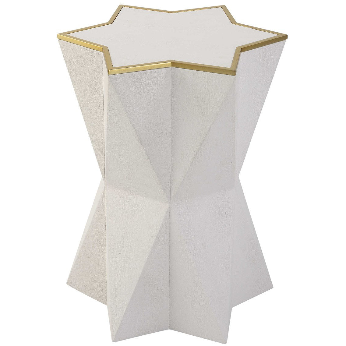 Uttermost Capella White Faux Shagreen Wrap Modern Accent Table - Image 3