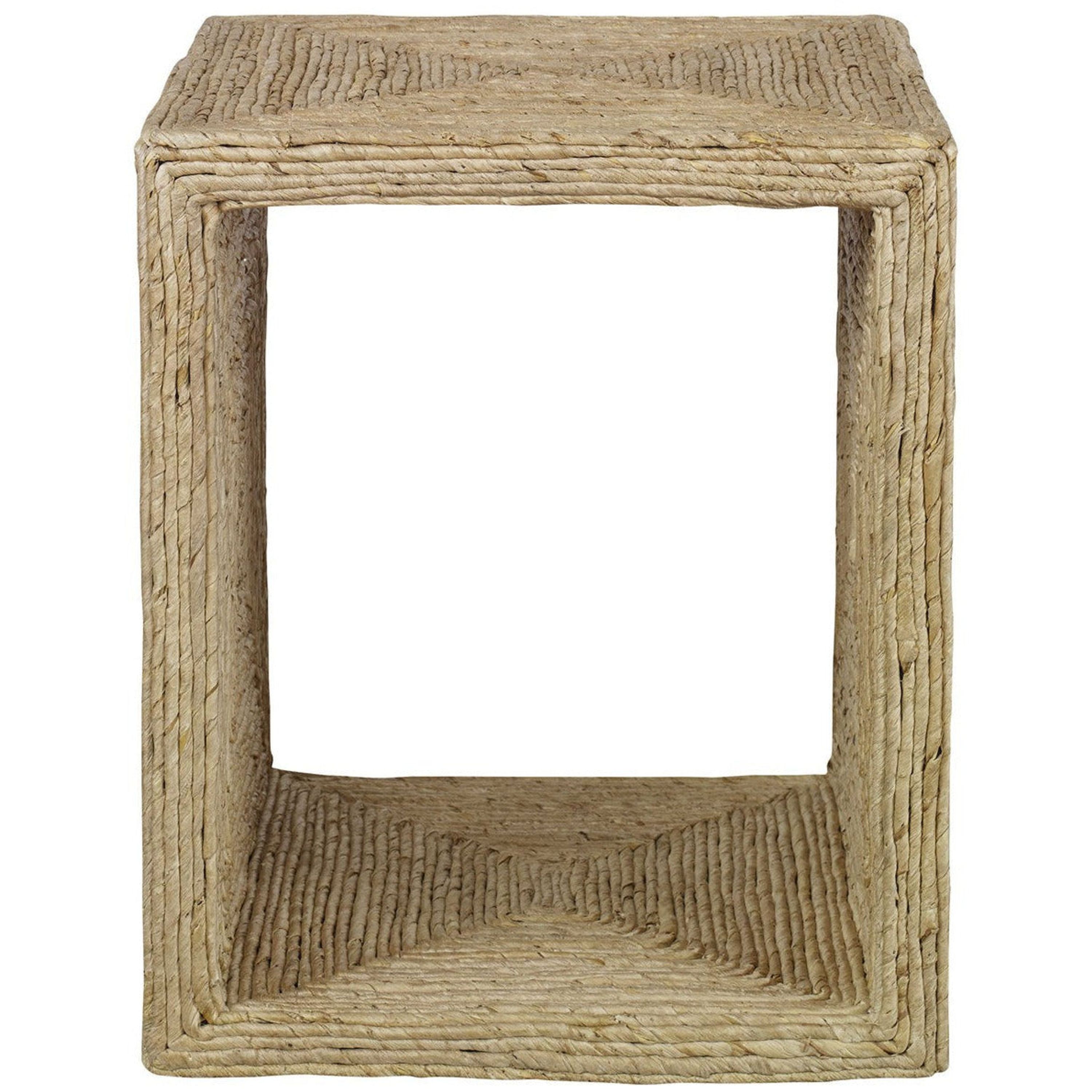 Uttermost Rora Natural Woven Banana Plant Wrapped Coastal Style Side Table - Image 2